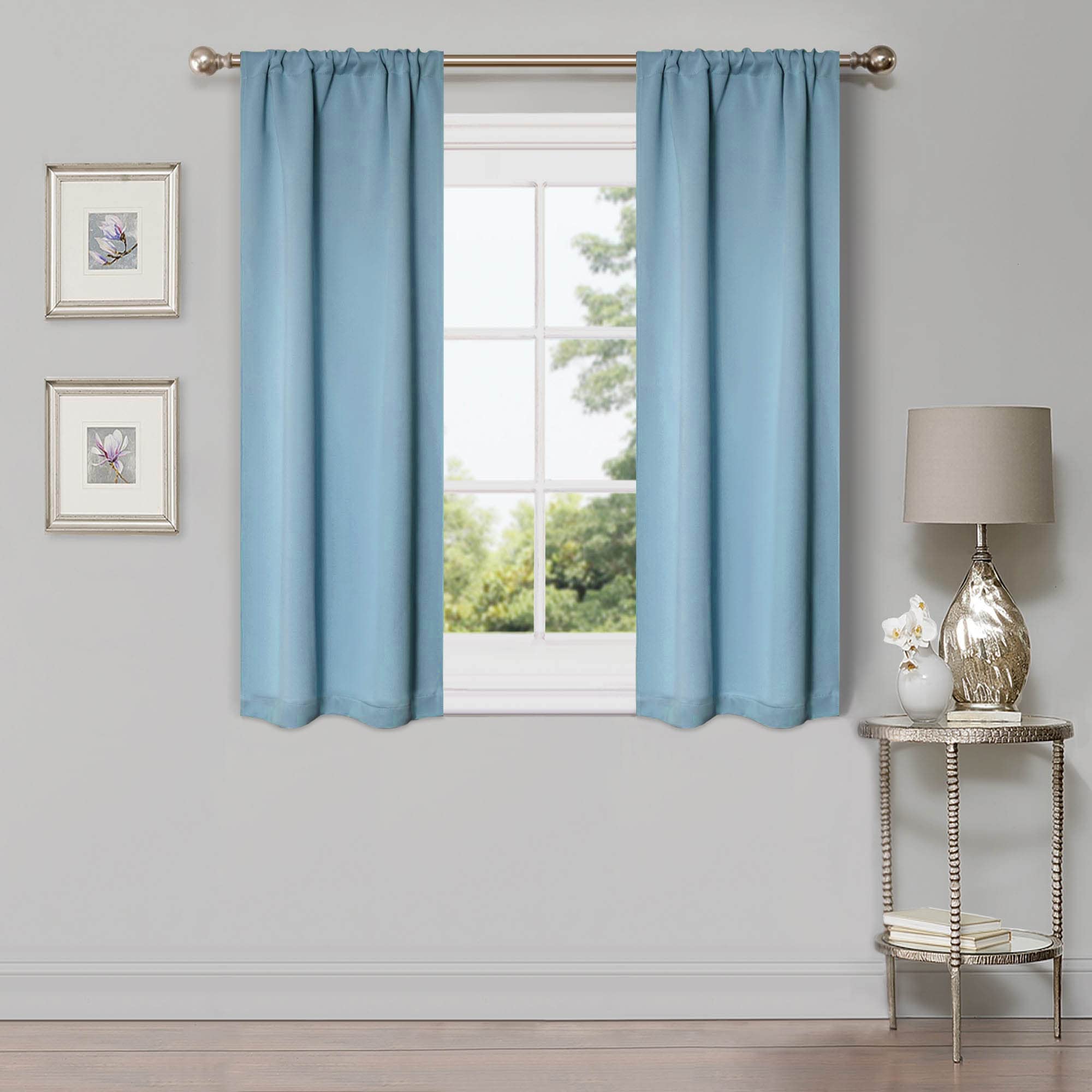 Superior Blackout Curtains, Room Darkening, Bedroom, Living Room Window Accents, Sun Blocking, Thermal, Classic Modern with Rod Pockets or Grommets, Solid Collection, 4 Panels, 26" x 63", Light Blue