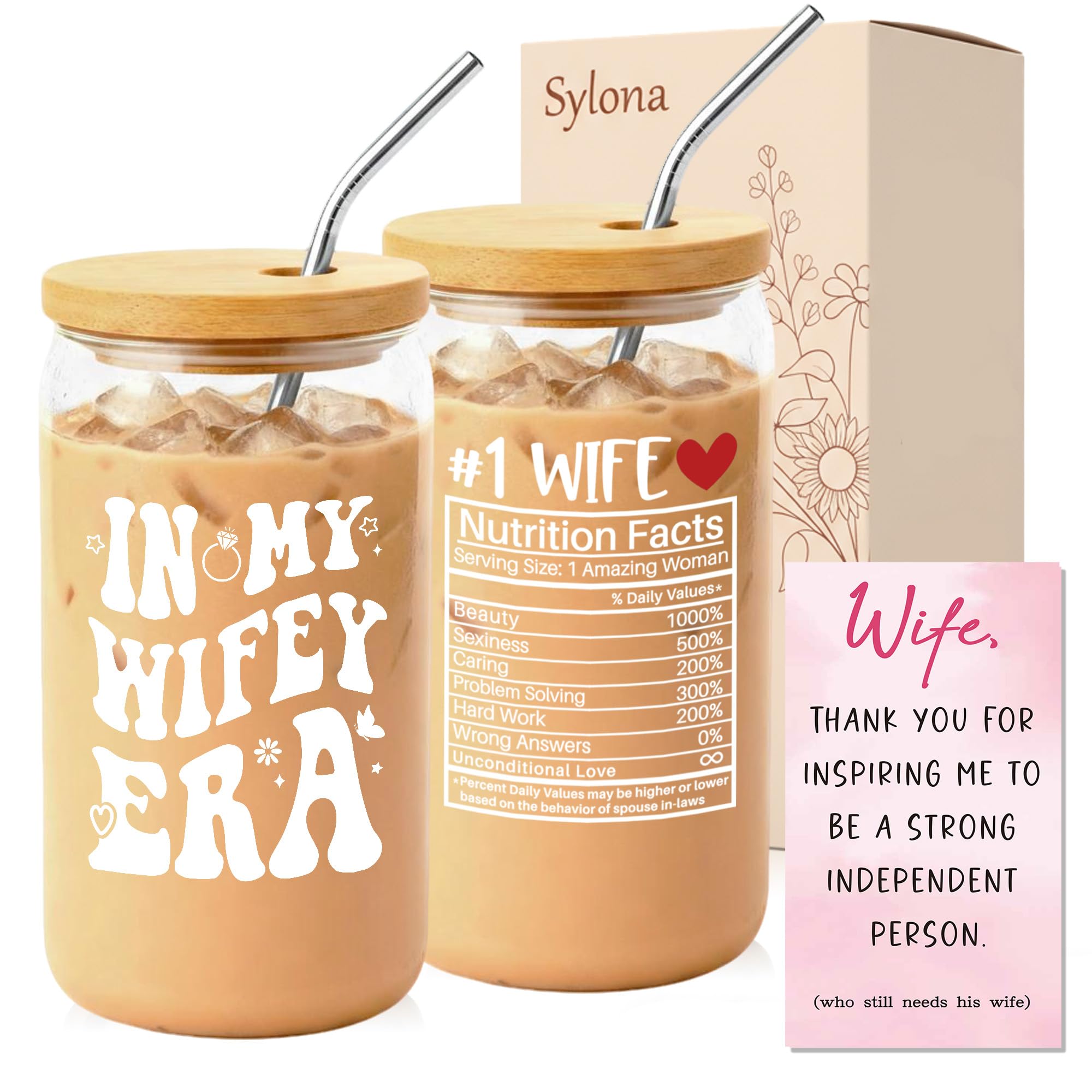 Sylona Bride to Be Gifts - Wedding Gifts for Bride, Engagement Gift for Women, Wedding Gift for Couple, Engagement Presents, in My Wifey Era Coffee Glass, Brides to be Cup, Bachelorette Present