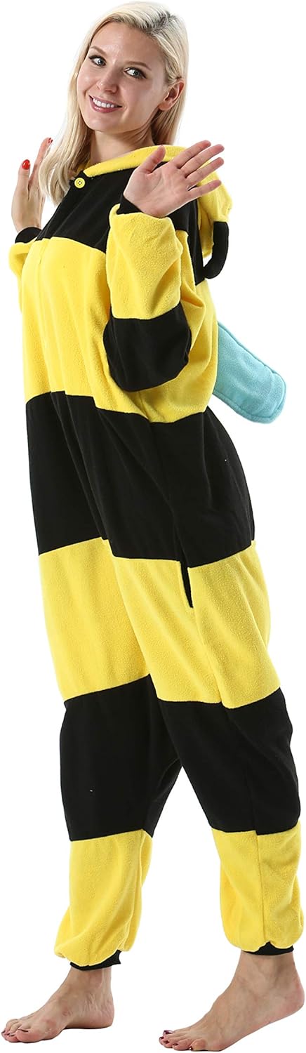 DarkCom Yellow Bee Onesie Halloween Costume One Piece Unisex Adult Pajamas Women Men Sleepwear Christmas Pajamas - Image 4