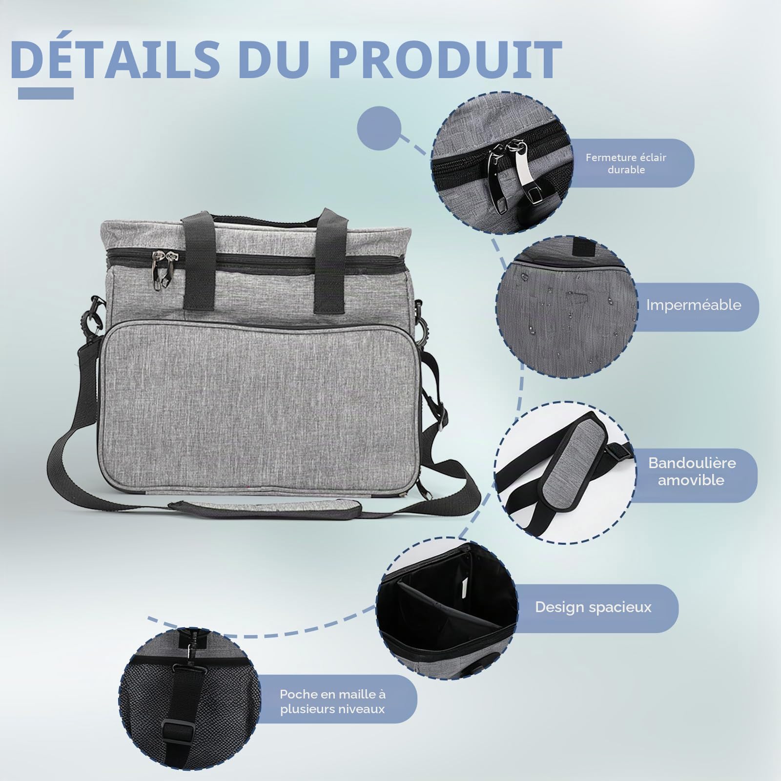 Sac de voyage pour chien avec 2 récipients et 2 bols pliables, imperméable | Bagage canin grande capacité, rangement repas et accessoires, adapté aux voyages, au camping, à la randonnée et à l’avion