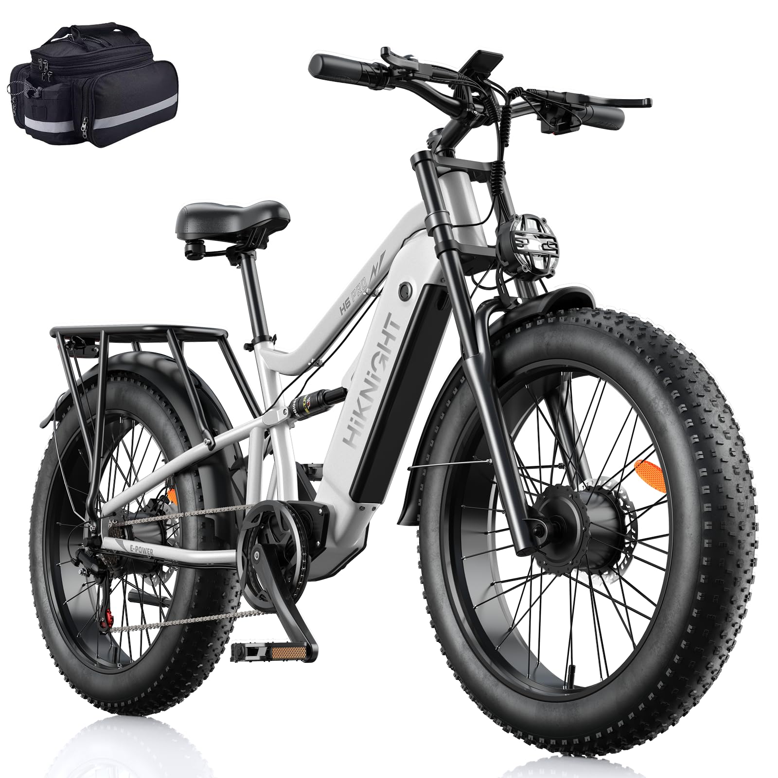 HiKNiGHT Dual Motor Electric Bike Peak 3000W, 52V 20AH Battery E Bike for Adults 26 Inch Fat Tire Mountain Electric Bicycle 38 MPH, Full Suspension