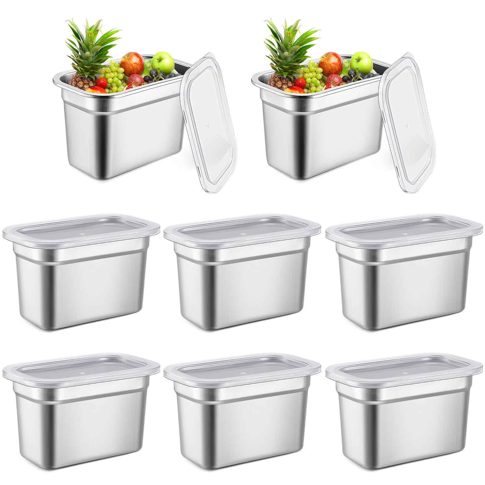 Amazon.com: 8 Pcs Stainless Steel Food Containers with Lids 1/9
