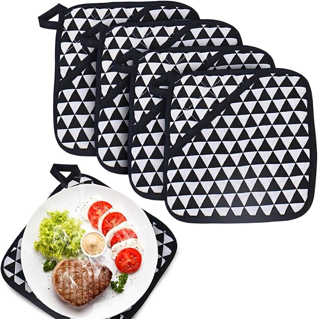 4pcs Pot Holder Cotton Kitchen Pot Holders Heat Resistant Oven Gloves Oven Pads Heat Resistant Small Hot Pads and Pot Holder Mini Oven Mitts Cotton Mini Oven Gloves for Kitchen Cooking