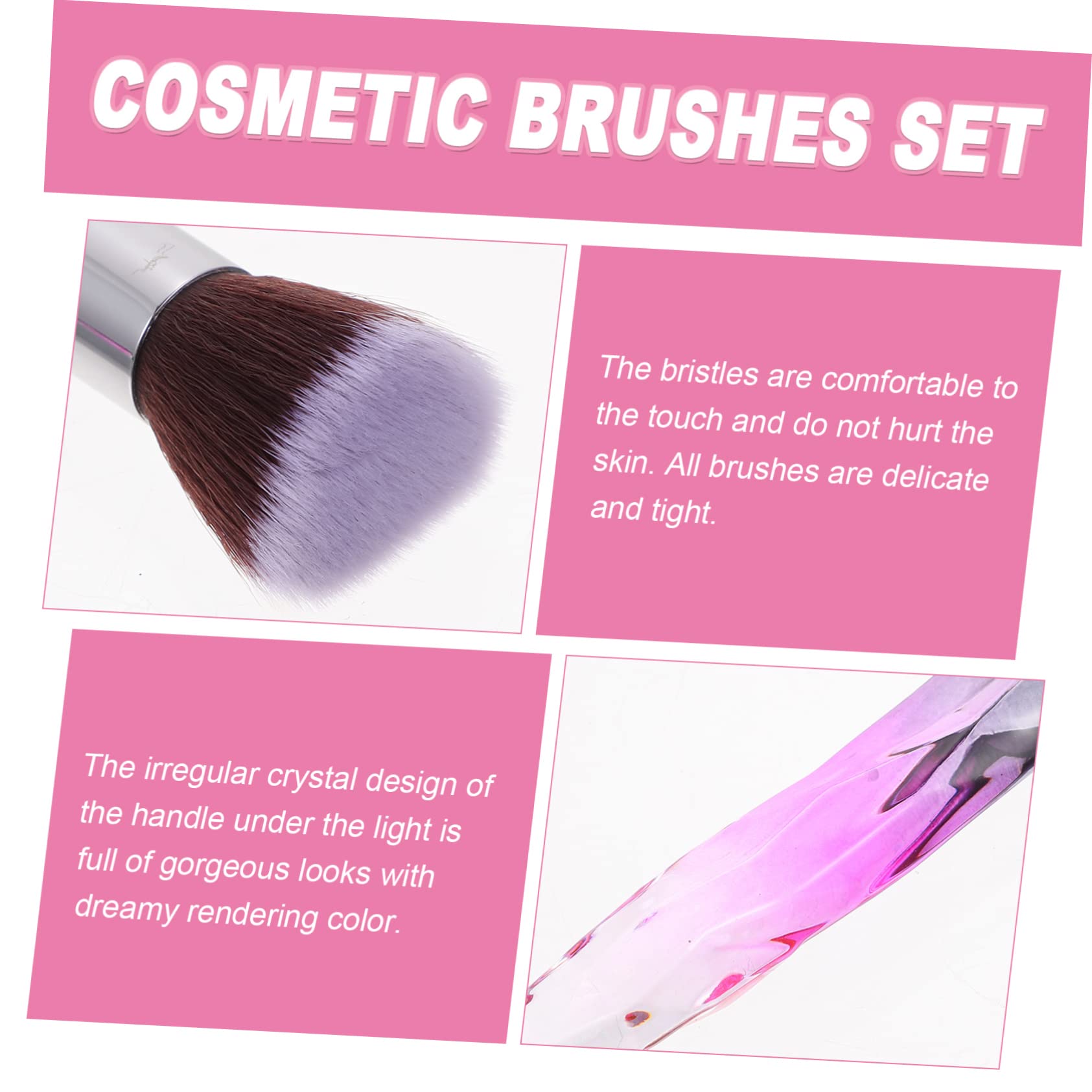 minkissy 20 Stk Make-up-pinsel Mit Kunststoffgriff Schminkpinsel Mit Kristallgriff Concealer Pinsel Make-up-pinsel-kit Für Foundation-pinsel Violett Kunststoff-griff Malen Reisen Diamant