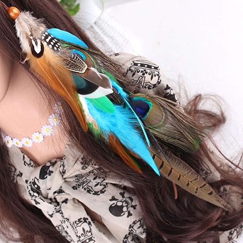 Miniatura 4 de Extensiones de pelo de plumas hippie bohemias hechas a mano indias con clip peine horquilla DIY accesorios para el cabello Tocado de plumas boho de