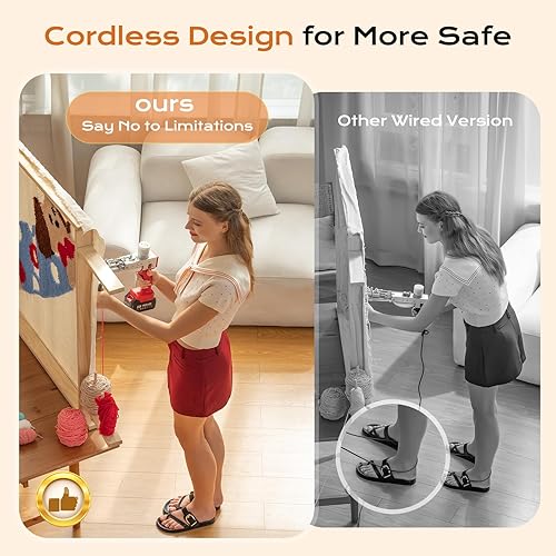 Miniatura 2 de BESGEER Pistola de acolchonamiento de alfombra inalámbrica con kit de recortadora de alfombras, kit de iniciación con 2 baterías de 4.0 Ah, pistola