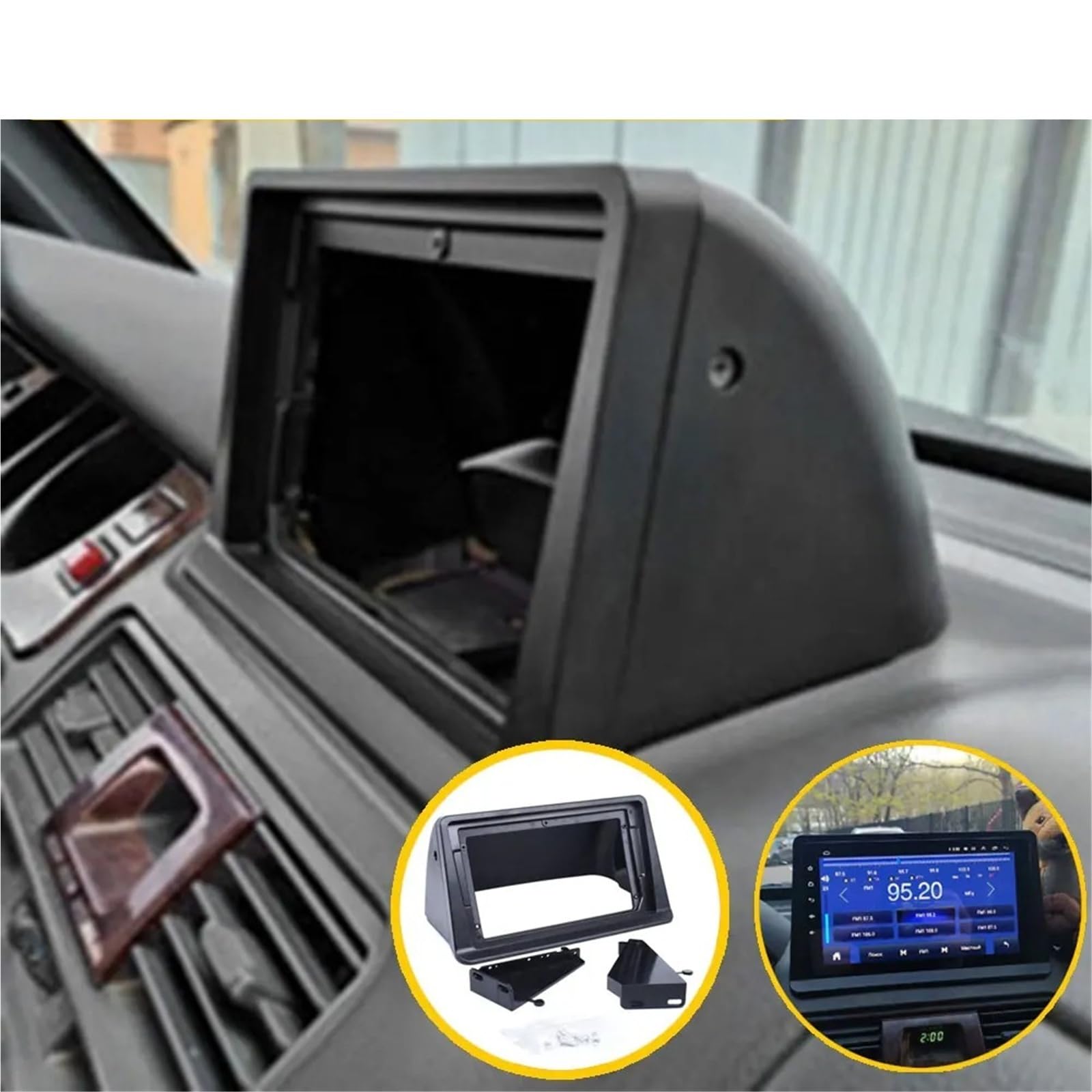 Panel Navegación Adaptador Placa Marco Estéreo Radio Coche, 2 DIN, 9 Pulgadas, para Mitsubishi para Pajero para Montero V31 Cheetah Kingbox Marco Panel Radio Coche