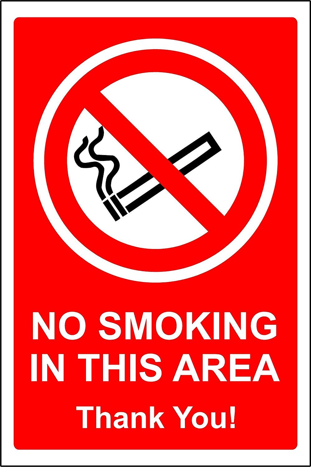 No smoking in this area safety sign - 1.2mm Rigid plastic 200mm x 150mm