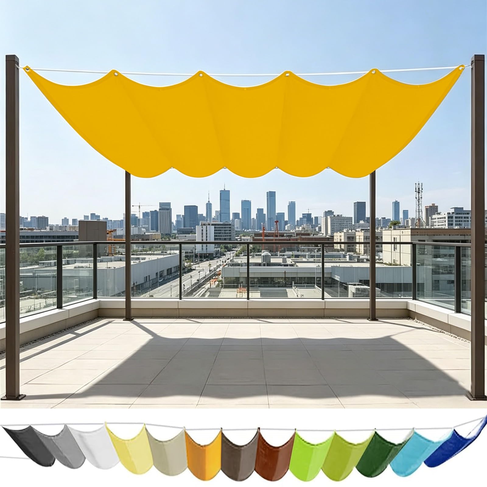 Żagiel Przeciwsłoneczny Do Ogrodu 280 x 550 cm 90% Zacienienia Odporny Na Promieniowanie UV Żagiel Przeciwsłoneczny Prostokątny Na Ogród Kwiat Roślina Szklarnia, Żółty