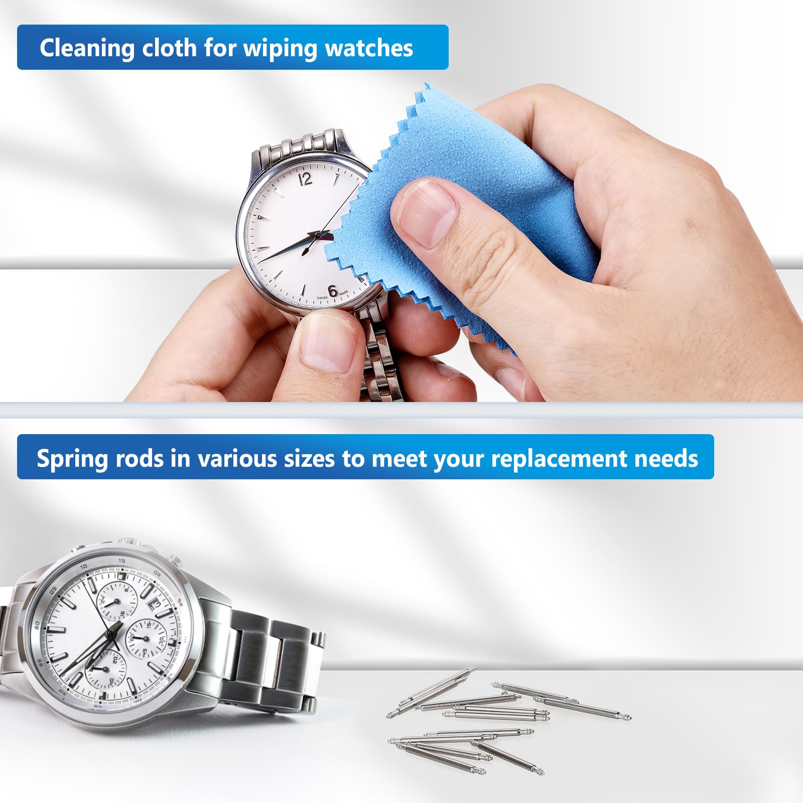 JOREST Watch Spring Bar Tool, Watch Repair Kit to Replace the Watch Strap, Watch Link Removal Tool, With User Manual, 56PCS (16-26mm) Spring Bars