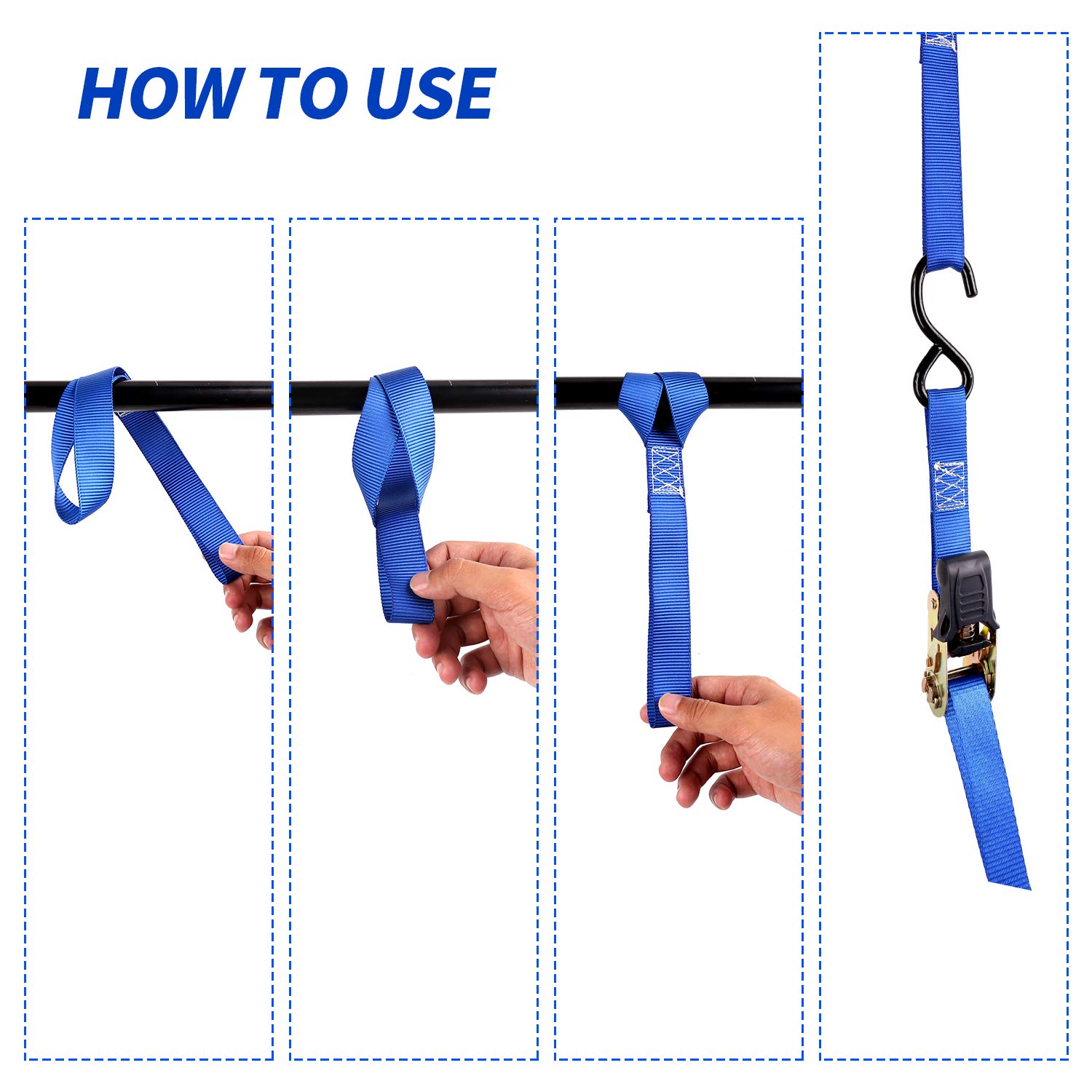 Leader Accessories Ladungssicherungsset 10-TLG. stabil 4xRatschenzurrgurte flexibel 4xZurrschlaufen praktisch 2X Spannseile Ink. Aufbewahrungstasche Blau