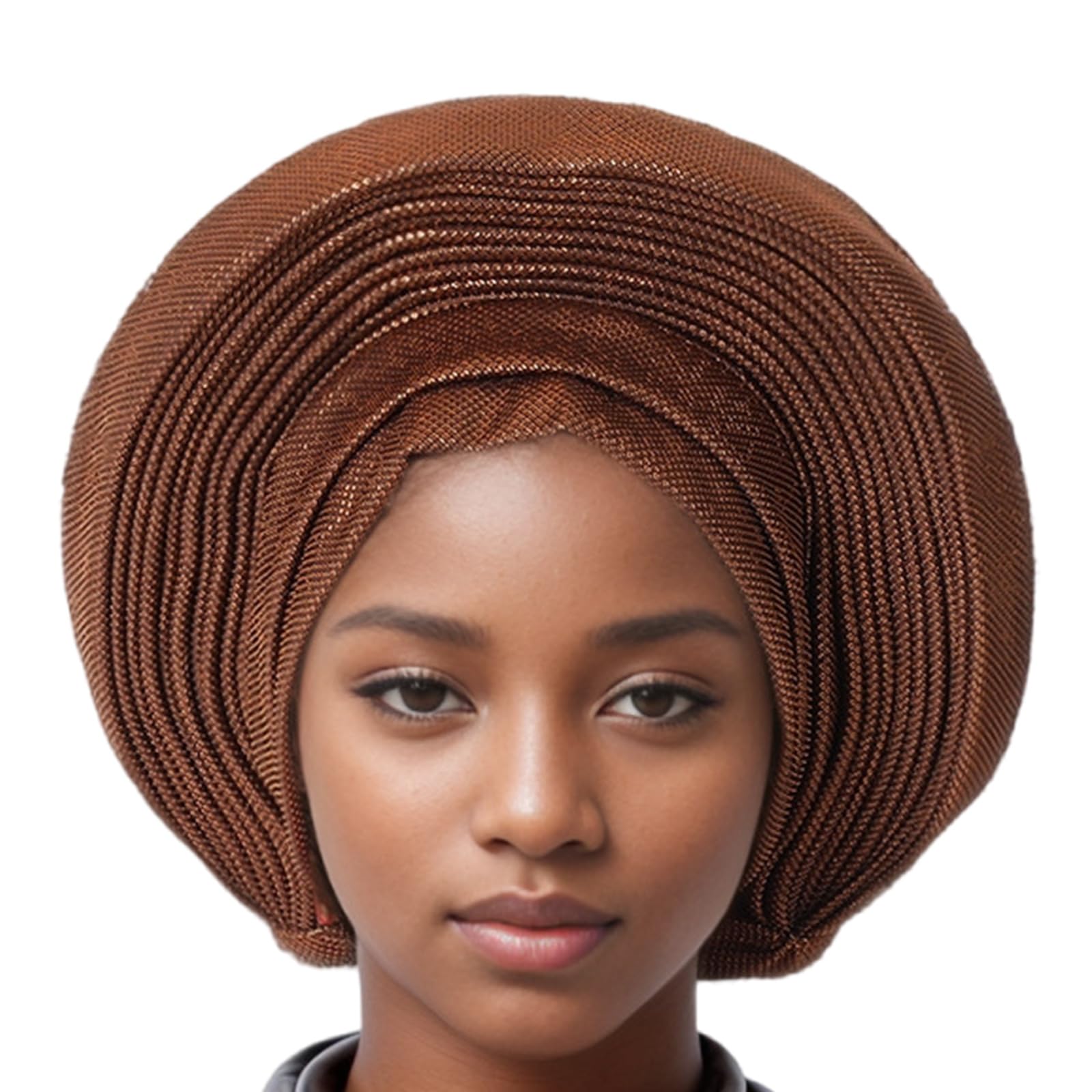 Bbajszx Unisex Dark Brown Turban Hat For Women Fashion Turban Headwrap Volumn Hat Ethnic African Wedding Headwrap Bonnet Multilayered African Wedding Headwear