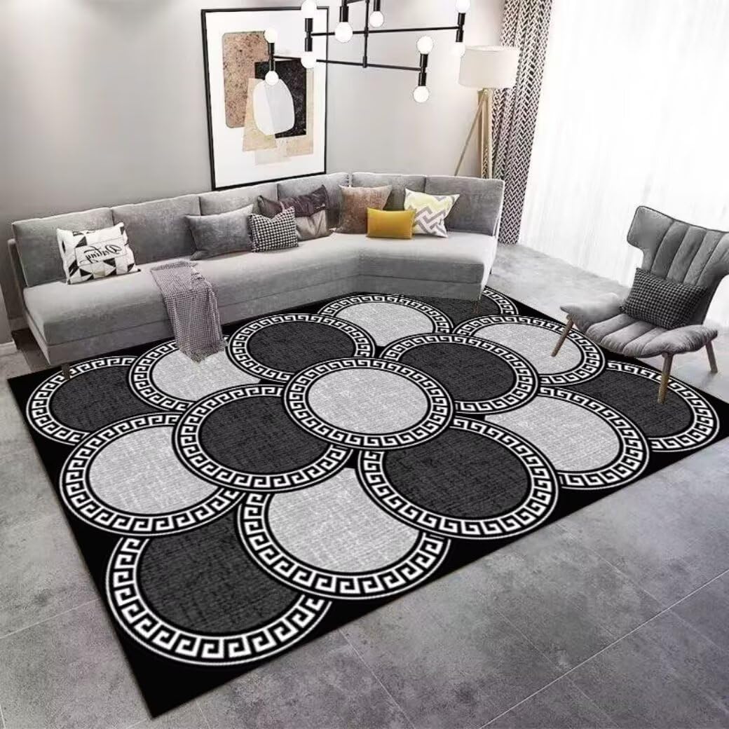 Tapis décoration entrée et chambre doux au motif géométrique brun