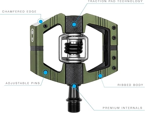 Miniatura 3 de Crankbrothers Mallet E - Pedales de bicicleta de montaña, colección camuflaje verde oscuro, plataforma optimizada MTB Enduro, sistema de clip, par