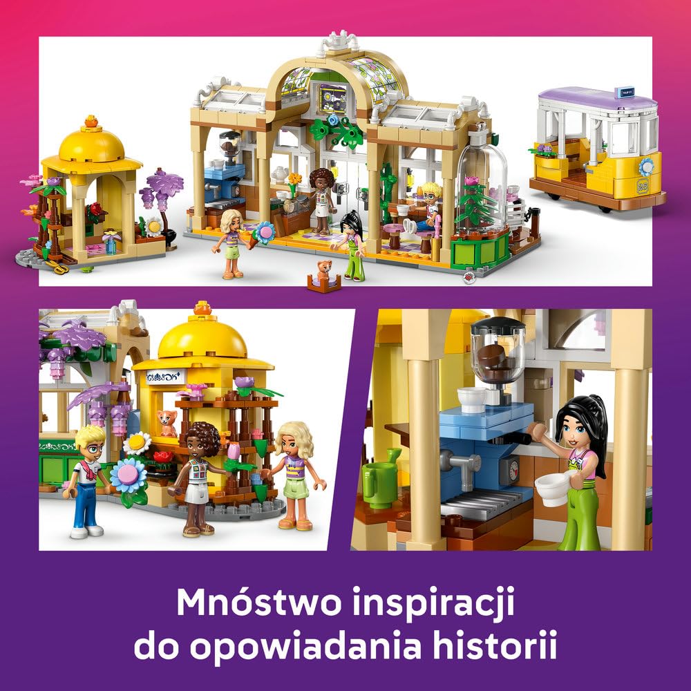 LEGO Friends Zielona kawiarnia i kwiaciarnia 42671 | Miejska kawiarnia, zestaw do odgrywania ról, prezent dla dziewczynki i chłopca 9+, 1138 elementów