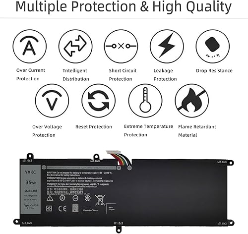 Miniatura 5 de YXKC VHR5P - Batería de repuesto para laptop Dell Latitude 5175 5179 E5175 E5179 Series Notebook Tablet RHF3V 0RHF3V XRHWG