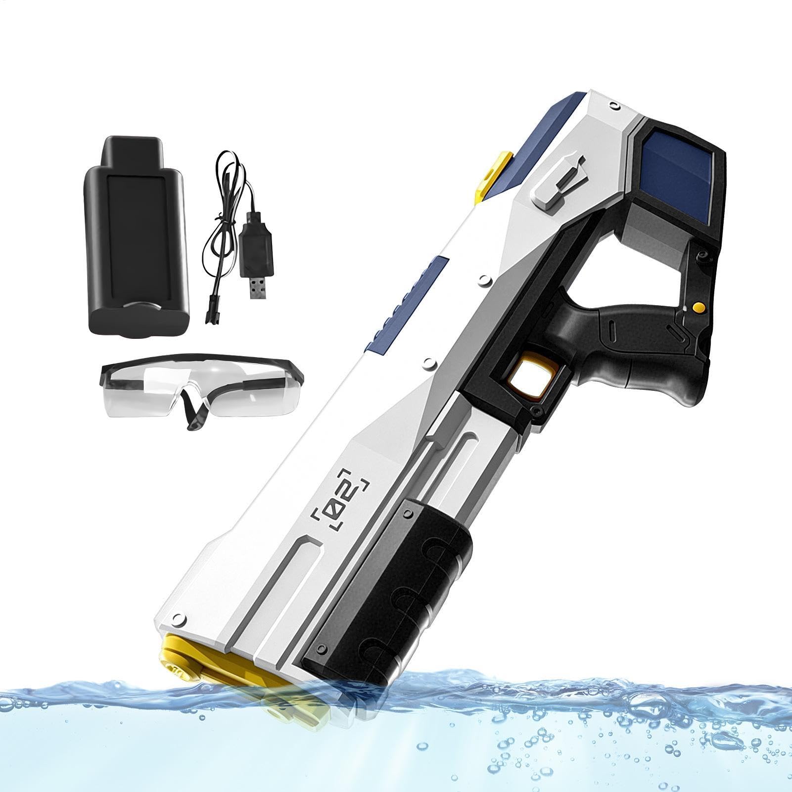 Pistole ad Acqua per Bambini Elettrico con Serbatoio di Grande Capacità | Sparacque Elettrico da Bambini per Cortile, Spiaggia, Piscina, Viaggio, Vacanza, , Prato, Campeggio,