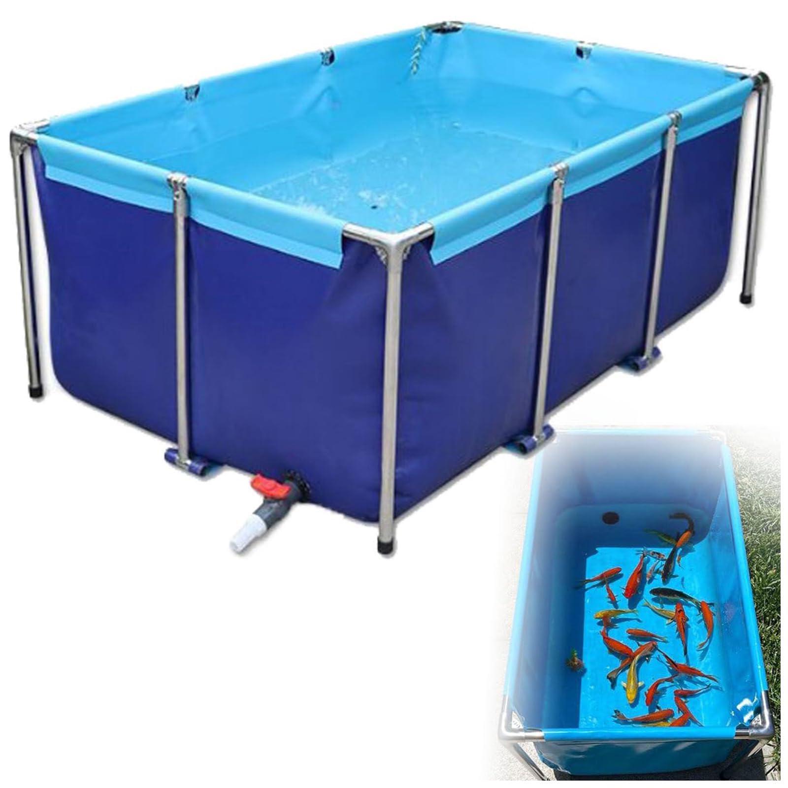Płótno PVC zbiornik na wodę 120 x 80 x 60 cm - Idealny do tymczasowego przechowywania wody w akwarystyce, ogrodnictwie i aktywności na świeżym powietrzu - przenośny stojak