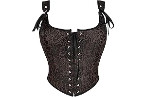 Womens Dark Brown 1920s Renaissance Lace Trim Corset