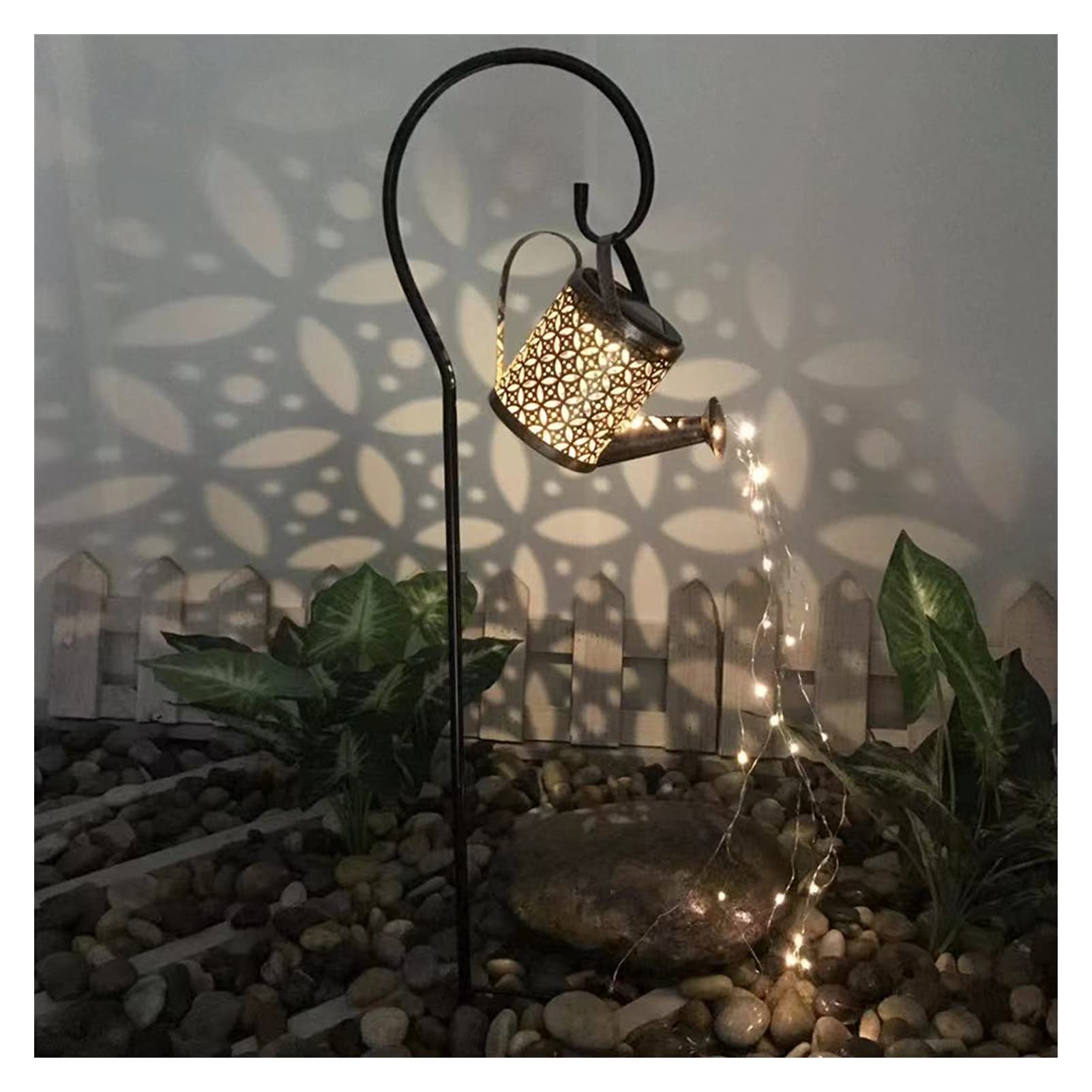 wasserdichte Garten-Kunst-Gießkannen-Lichter mit Halterung, Outdoor-Rasen-Garten-Party-Dekoration, hohlgeschnitzte Solar-Retro-Lichterketten Lampen (Color : Type a)