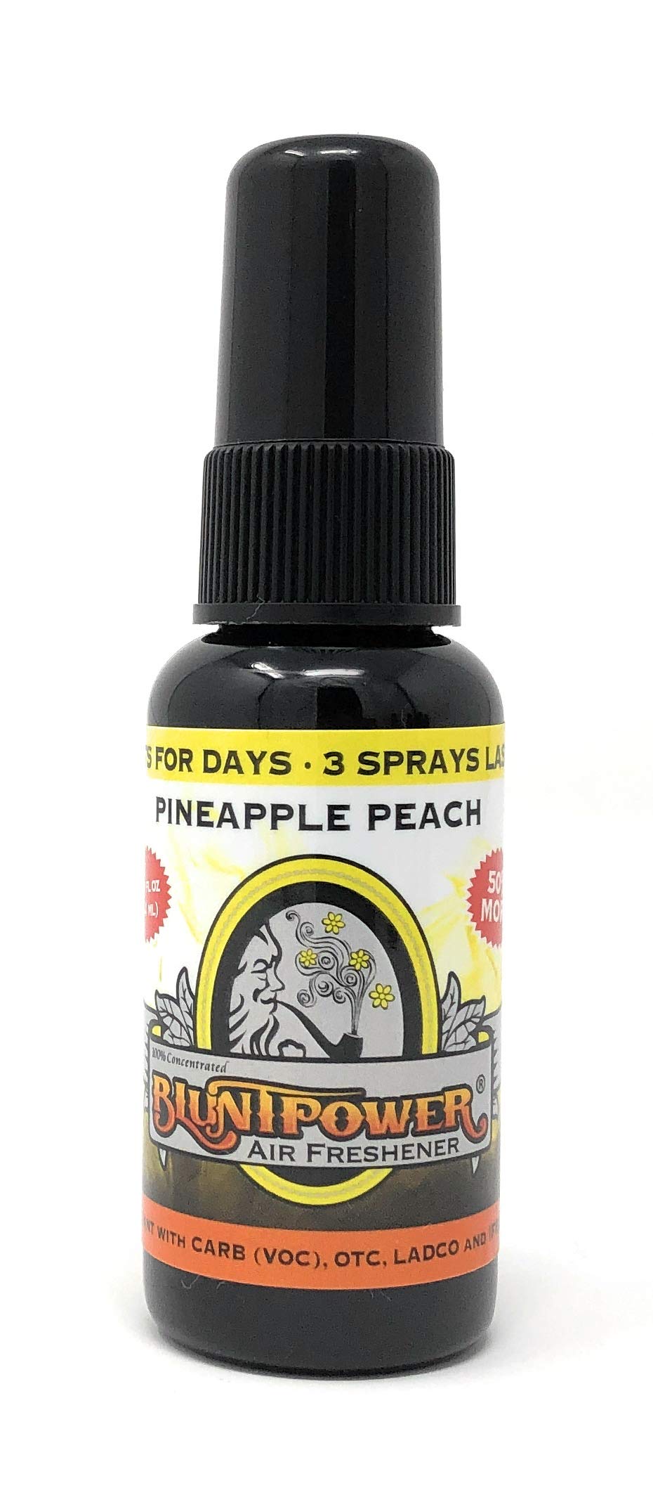 BluntPower (Pineapple Peach, 1 Pack) Concentrated Air Freshener for Room and Car Spray - Oil-Based Diffuser Spray Bottle - Long-Lasting Bathroom Spray