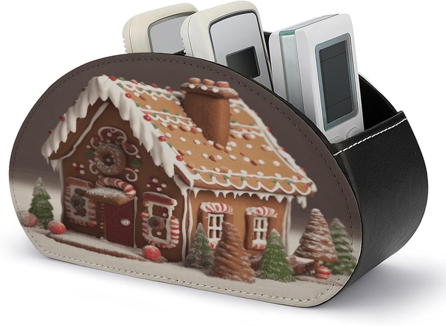 Gingerbread House Remote Control Holder with 5 Compartments for Table
