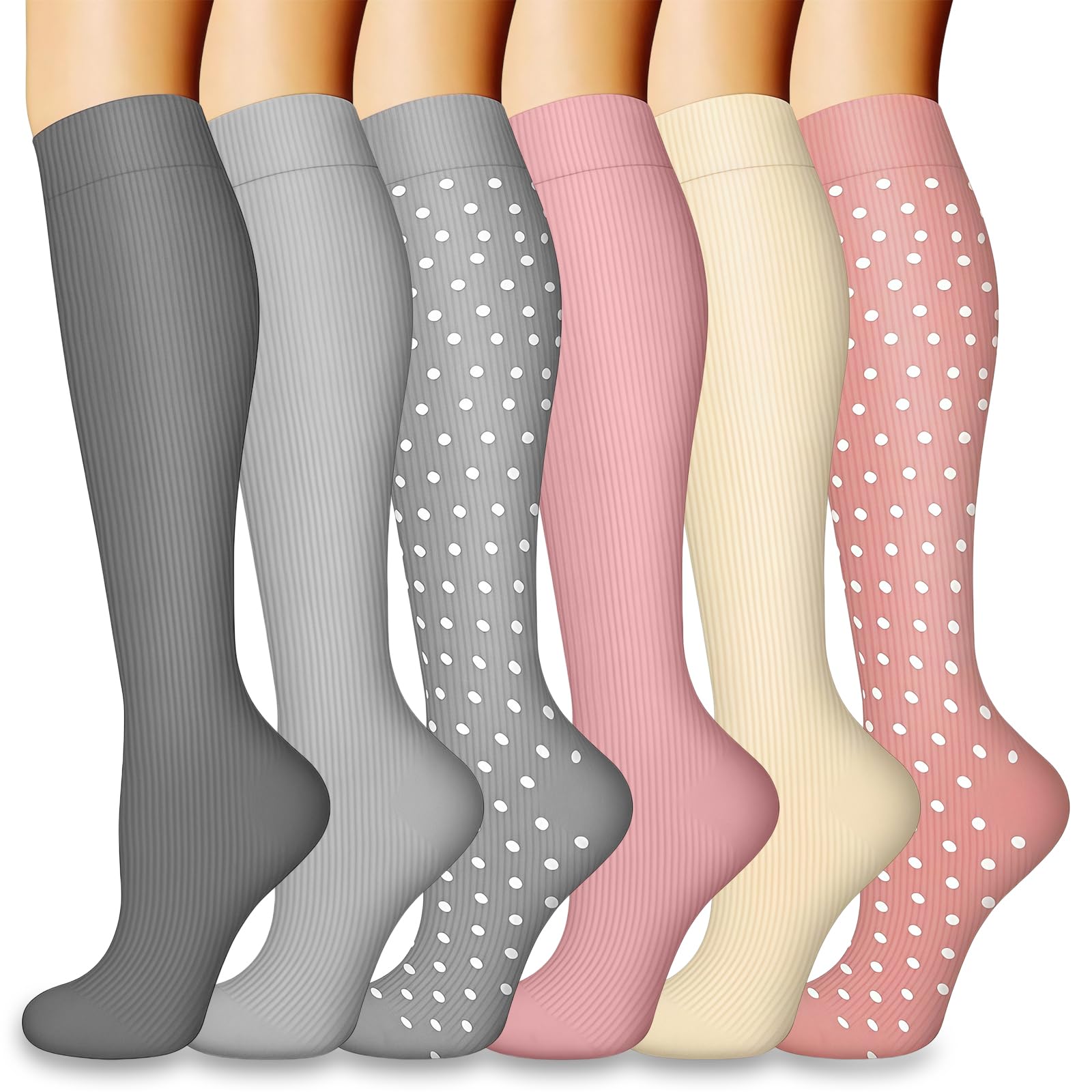 flintronic 2/3/6 Pares Calcetines de Compresion, Calcetines Compresion Running 15-20mmHg, Medias de compresion para Enfermera, Atletismo, Running, Ciclismo, Viajar