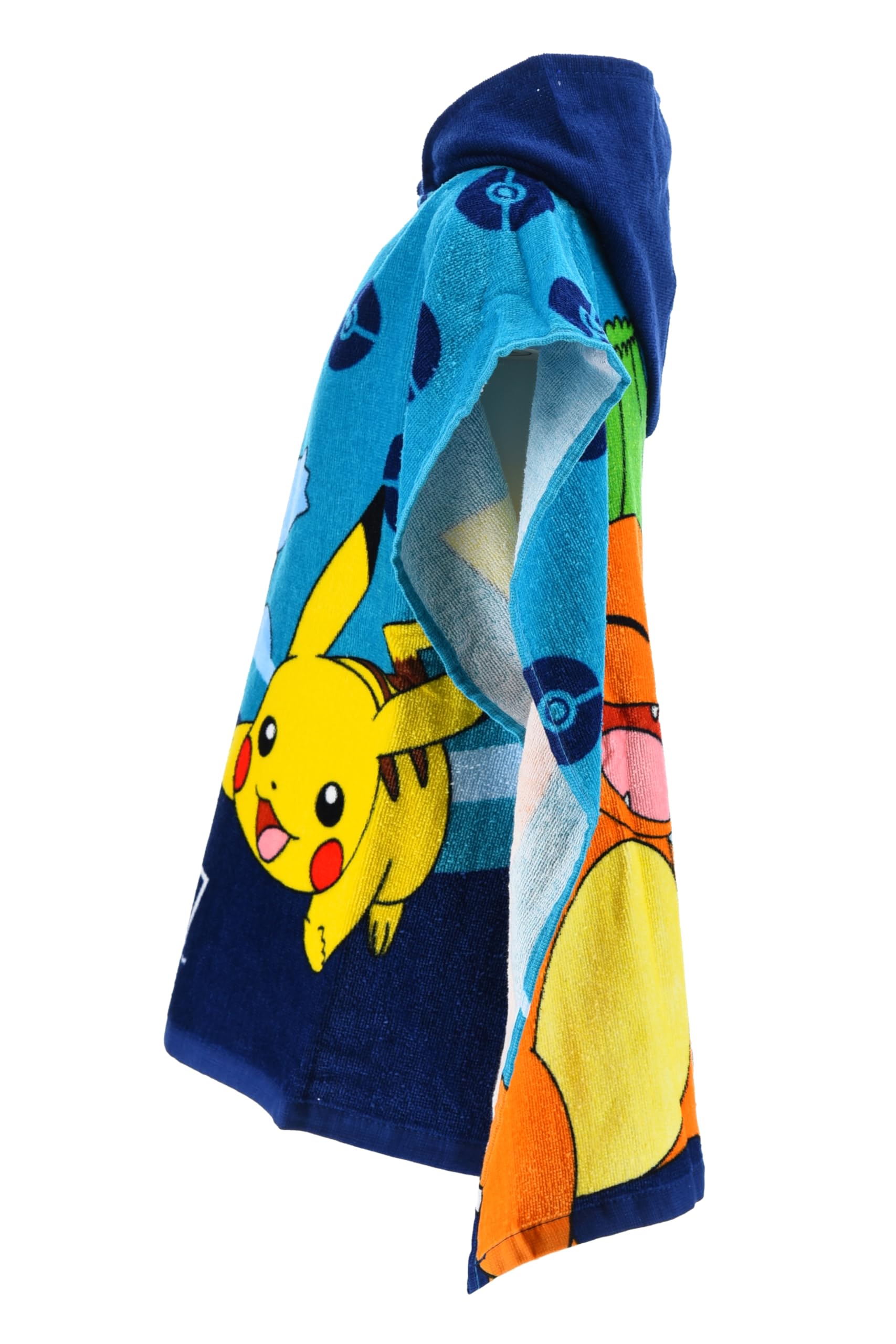 Pokemon Pikachu e Squirtle - Poncho da bagno per bambini, 100% cotone, blu, 55 x 110 cm, asciutto, piscina coperta, spiaggia, morbido (turchese)