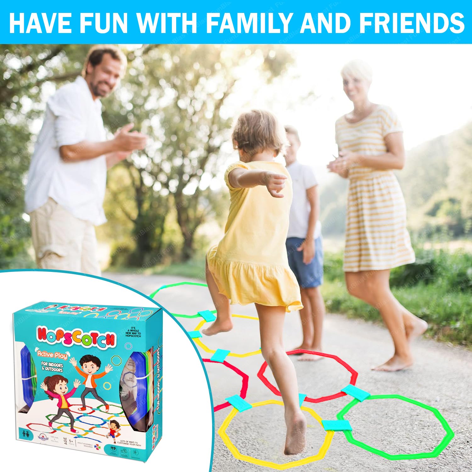 FunBlast Hopscotch Games for Girls, Active Indoor Rings Game for Kids – Kids Jumping Ring Game, Educational Colorful Rings for Kid, Indoor and Outdoor Games for Kid (Multicolor) - Image 5 thumbnail