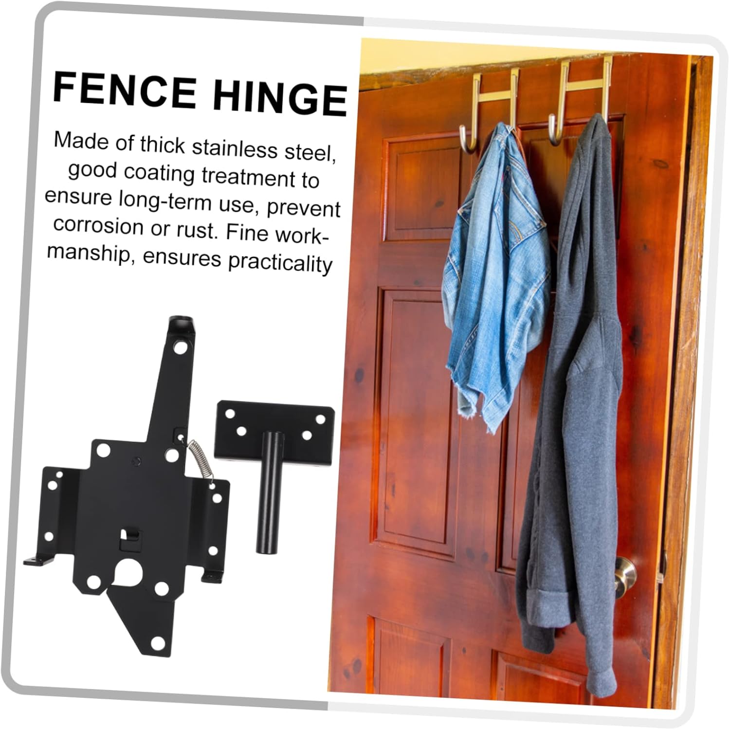 Garden Gate Hinges and Latch Hidden Door Latch for Outdoor Fence Heavy Duty Hinge Smooth Surface