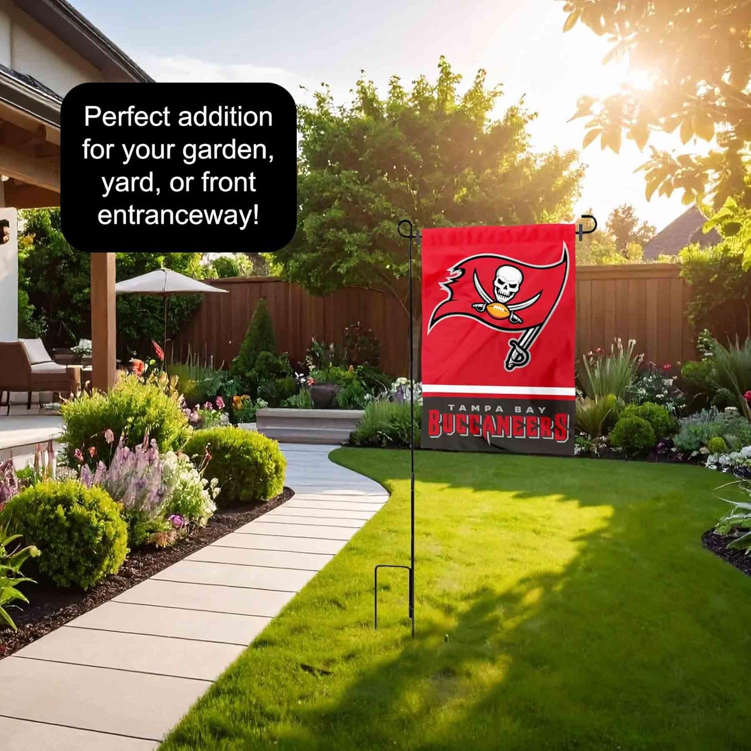 Tampa Bay Buccaneers Garden Flag with Stand Holder - Image 4
