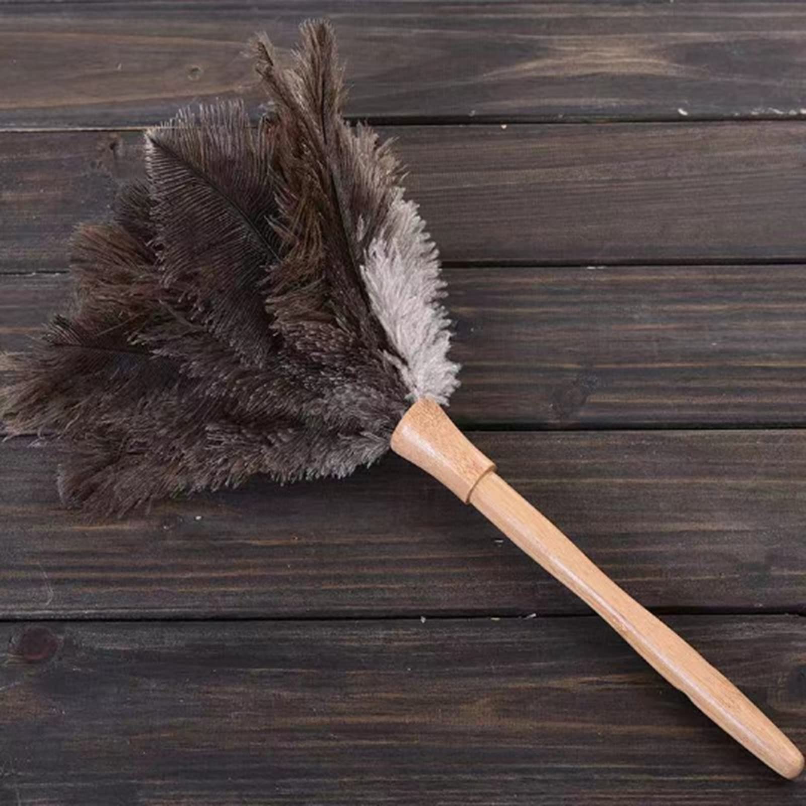 Spolverino in piume di struzzo con manico in legno, 30 cm