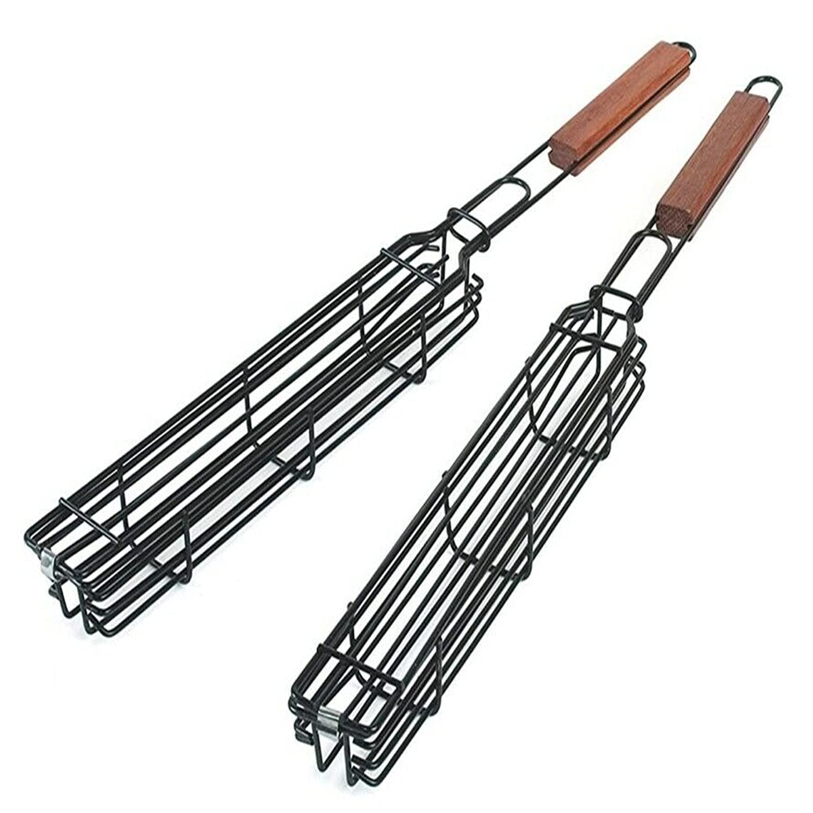 WZG Barbecue Basket Barbecue Basket Kebab Grilling Cage Sausage Cage Stainless Steel Particle Smoked Tube Fish Grilling Basket for Grilling Vegetables 2pc