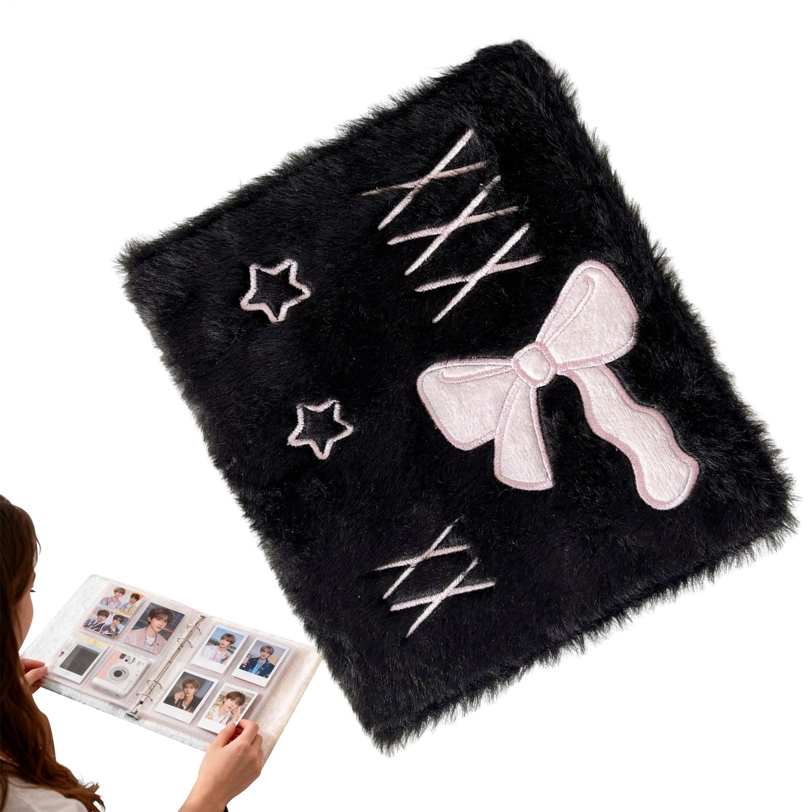 Plush Binder - A6 Sticker Picture Storage Book, Portable Photo Organizer, Receipt Tickets, Craft Projects, Artists Scrapbookers Students DIY Enthusiasten, Home Classroom Supply, Soft Fabric