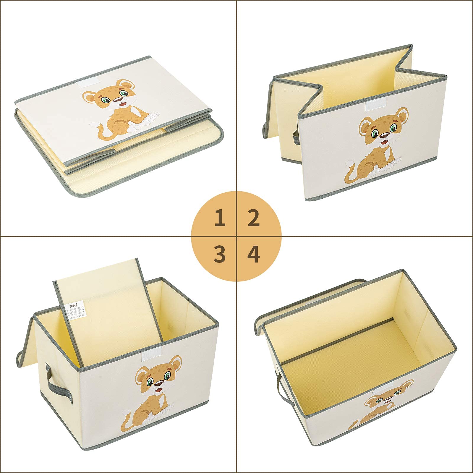 DIMJ Cube Rangement Jouet Enfant Lot de 2 Boîte de Rangement, Pliable Caisse,pour Livre Jouets Jeux Panier Boite de Rangement et Bac a Jouet Caisse en Tissu, Beige