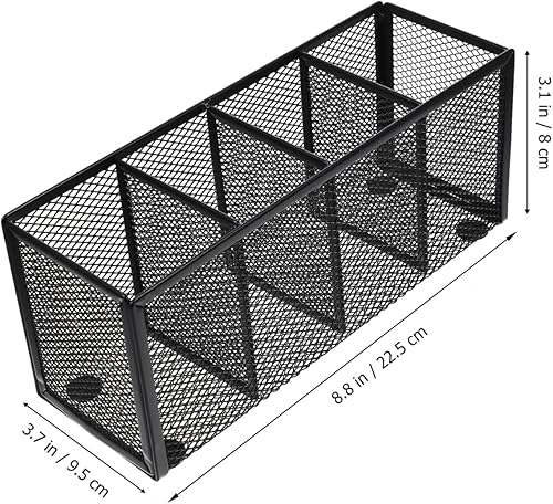 Miniatura 2 de Alipis Soporte para bolígrafos de hierro forjado con cuatro rejillas, soporte para bolígrafos de alambre, organizador de brochas de maquillaje,