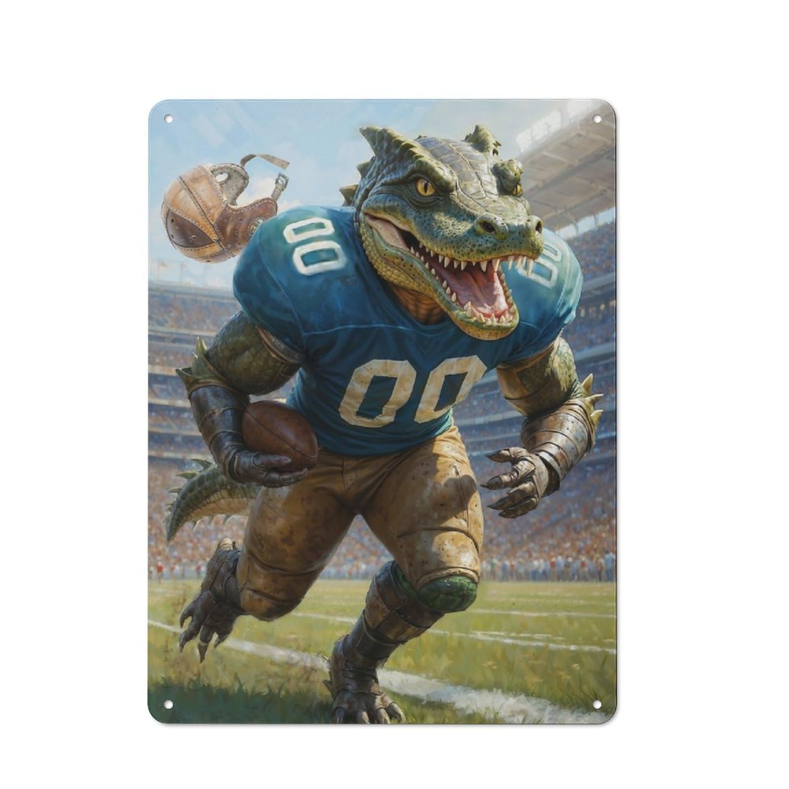 Junmoney Gridiron Alligator Ball Metal Wall Plaque For Halloween Party Room, Bar, Hallway Or Kitchen, Seasonal Gift For Friends And Spooky Decor Lovers, 40X30cm