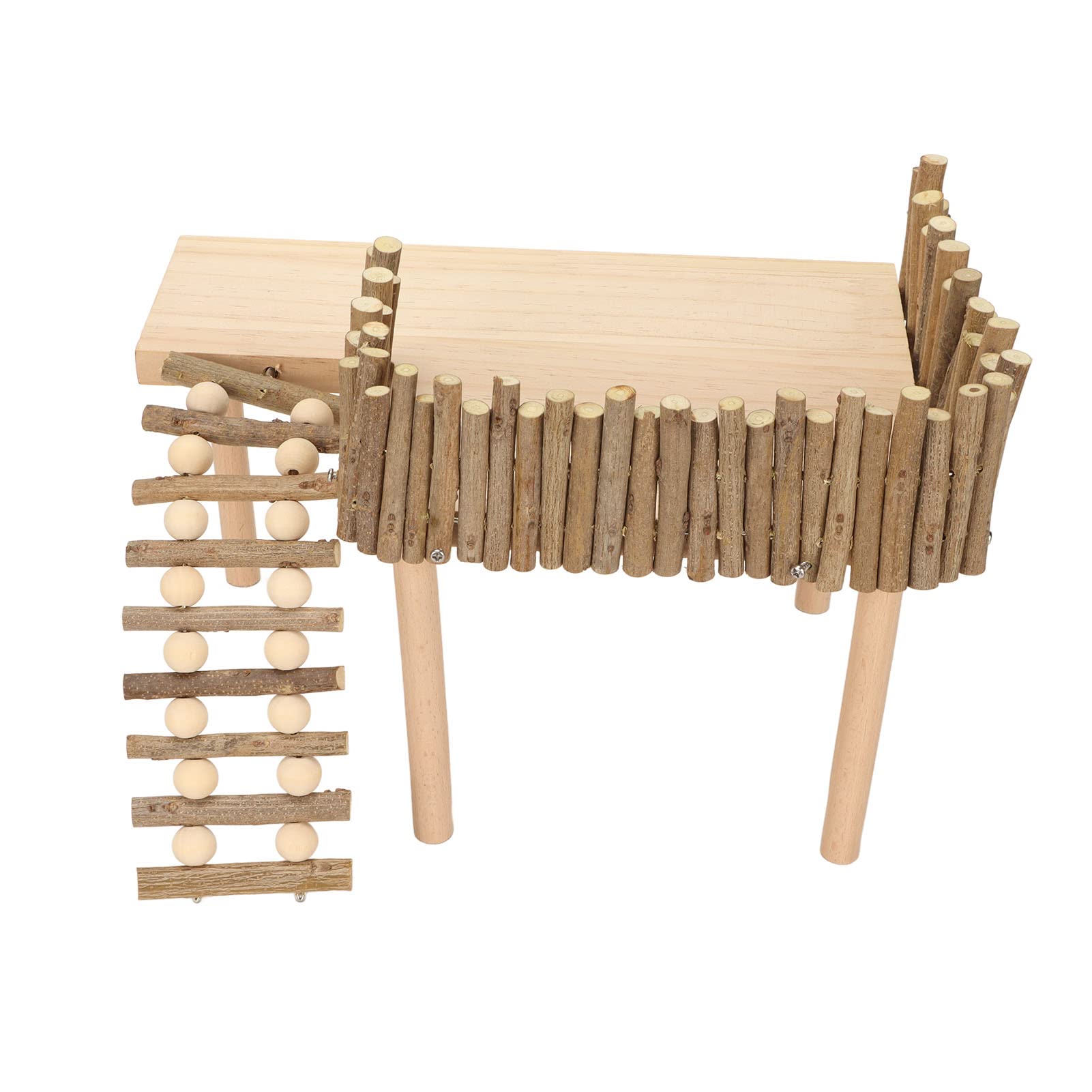 Piattaforma per Criceti con Scala da Arrampicata, Giocattoli per Porcellini D'India, Accessori per Gabbia per Cincillà, Giocattolo in Legno Naturale, Supporto per Palestra per Criceti, Scoiattolo,