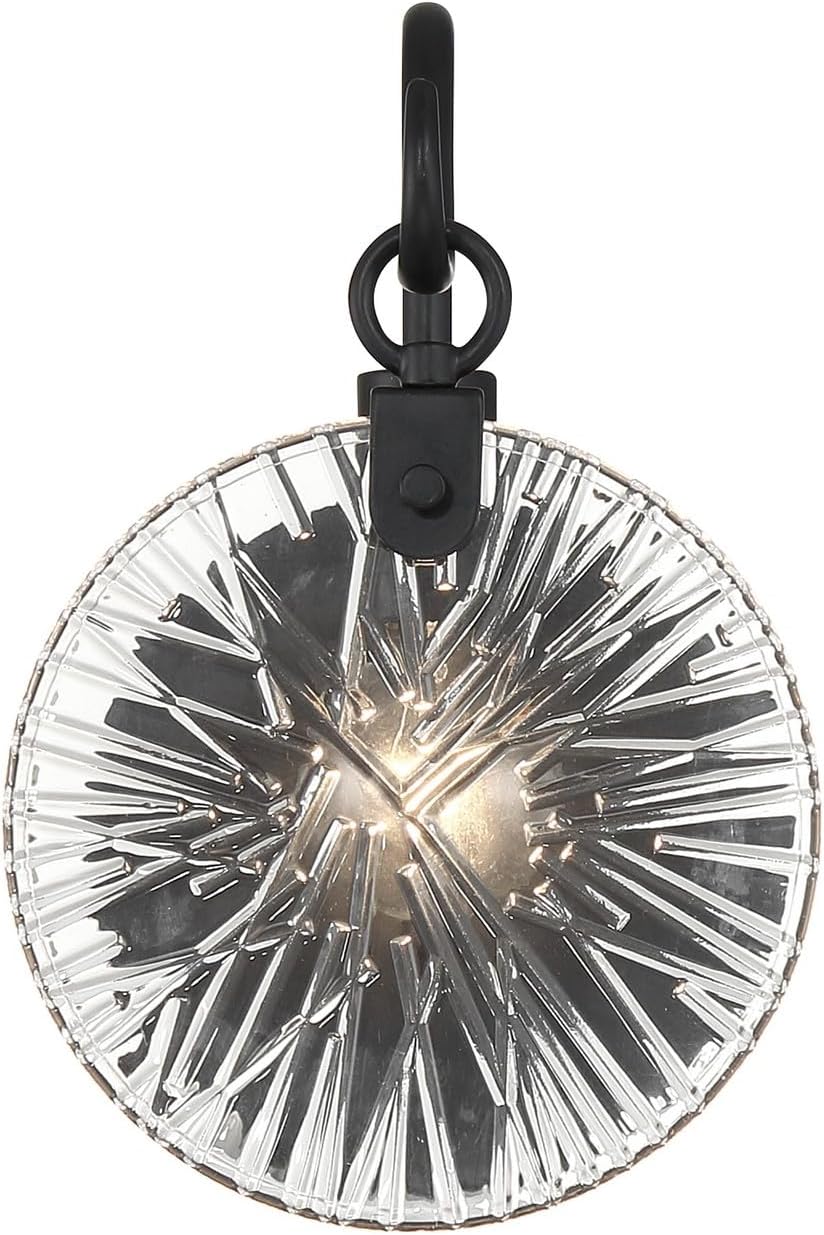 Savoy House 9-3981-1-BK Addison Vintage Modern Clear Starburst Glass Bathroom Vanity Wall Light, 1-Light 60 Watt, 9" H x 6" W, Matte Black