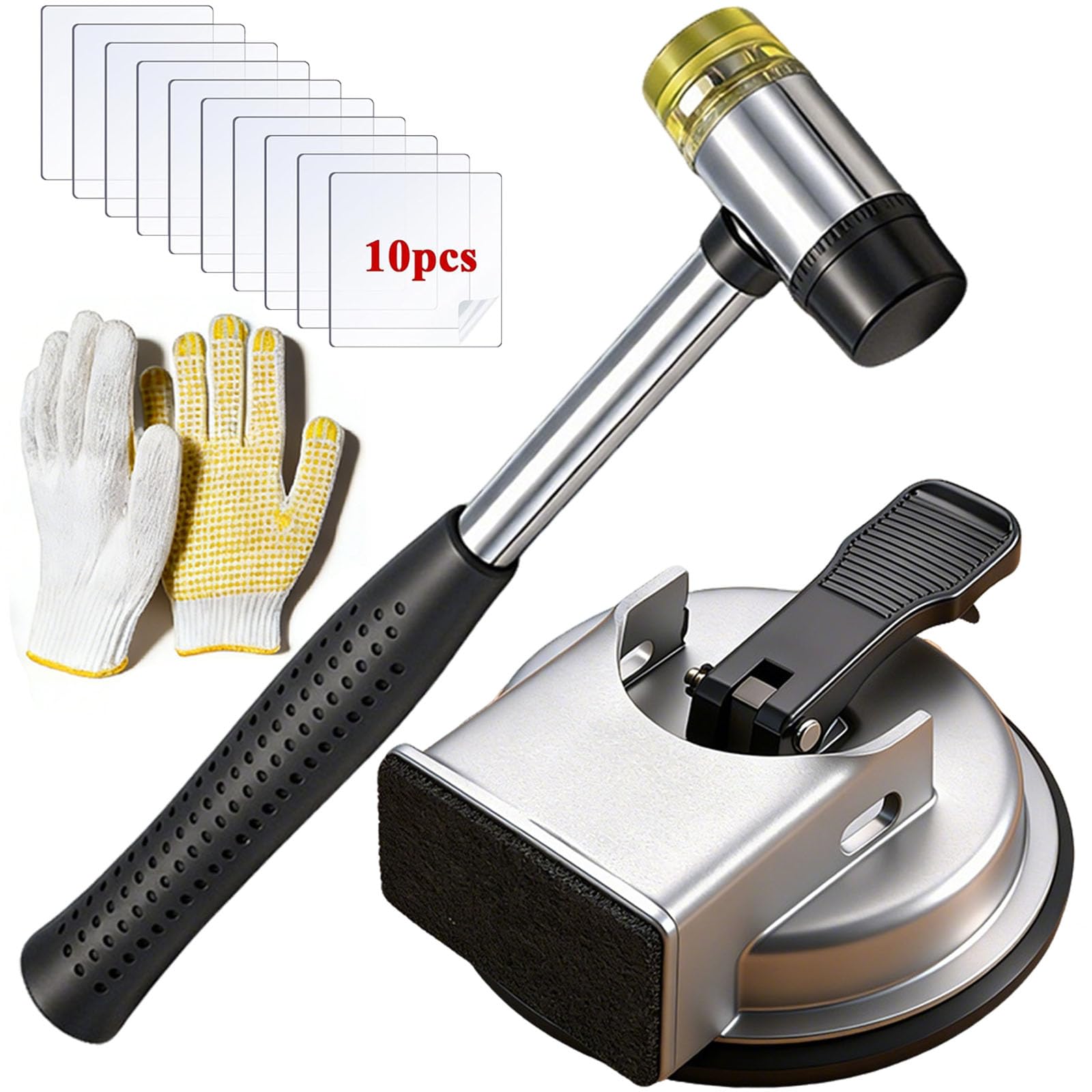 Rialgirw Sliver + Hammer Floor Gap Fixer Tool, 2026 Laminate Floor Gap Repair Tool, Plank Grabber Floor Fix Pro, Suction Tool Includes 10 Sticky Pads For Floor Gaps, Flooring, Wood, Laminate Floors (Sliver + Hammer)
