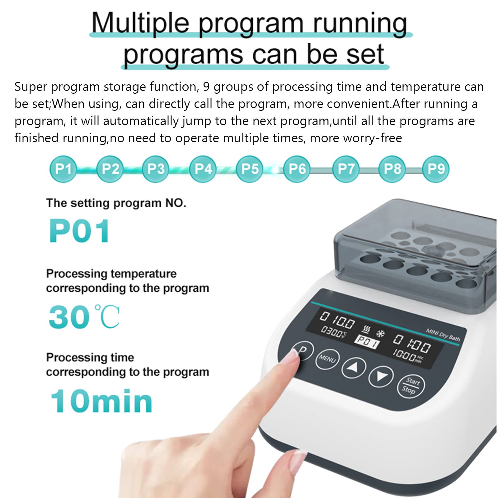 Baño seco termostático de Laboratorio con módulo, Pantalla con múltiples programas, precisión: 0.1 ℃, 96 W, termostato Digital programable con Temporizador,DBHeating/cooling-DB10