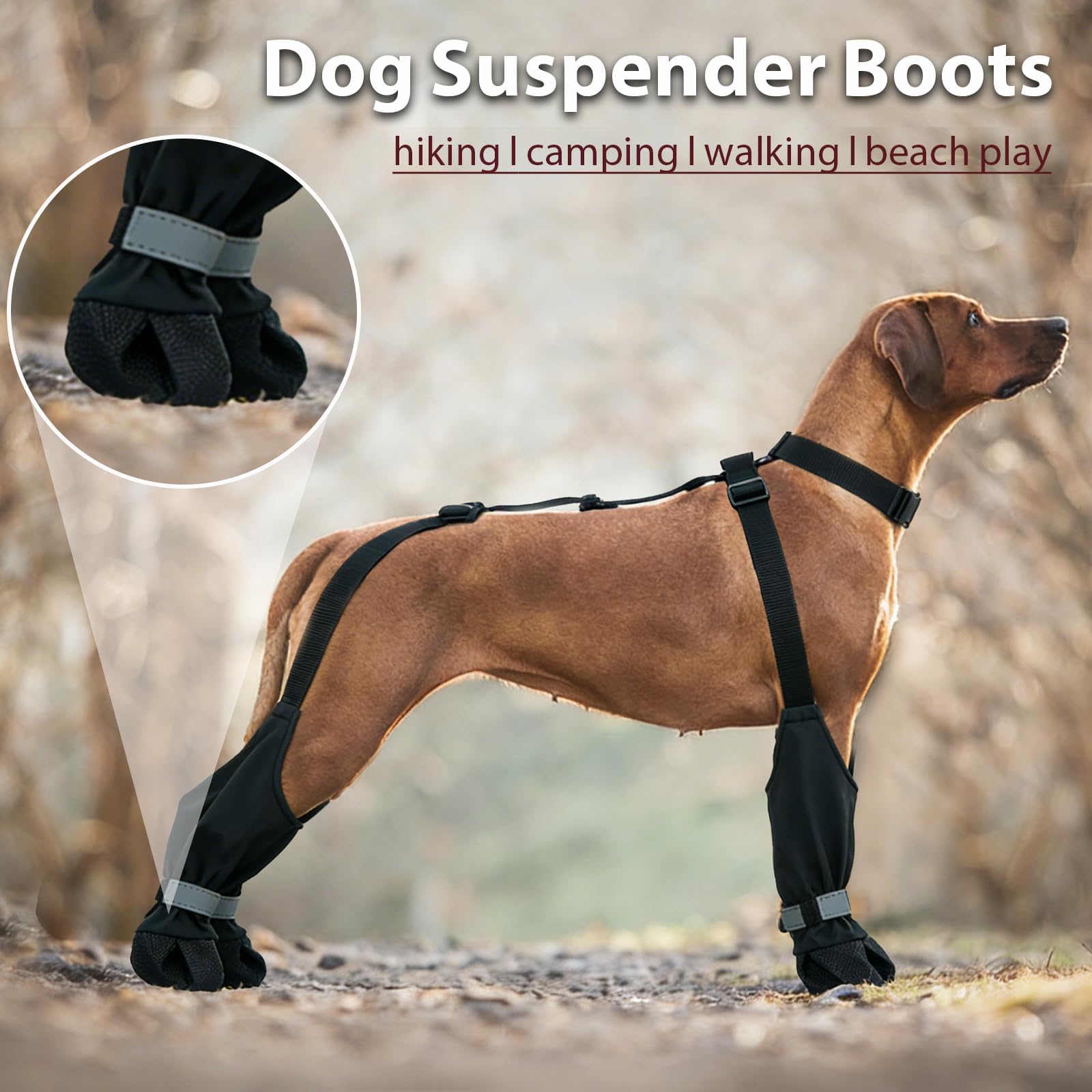 Bottes à bretelles pour chien, raquettes de neige d'hiver pour petits chiens, bottes imperméables pour la pluie, la boue, antidérapantes pour chiens actifs, protection de pattes réfléchissante
