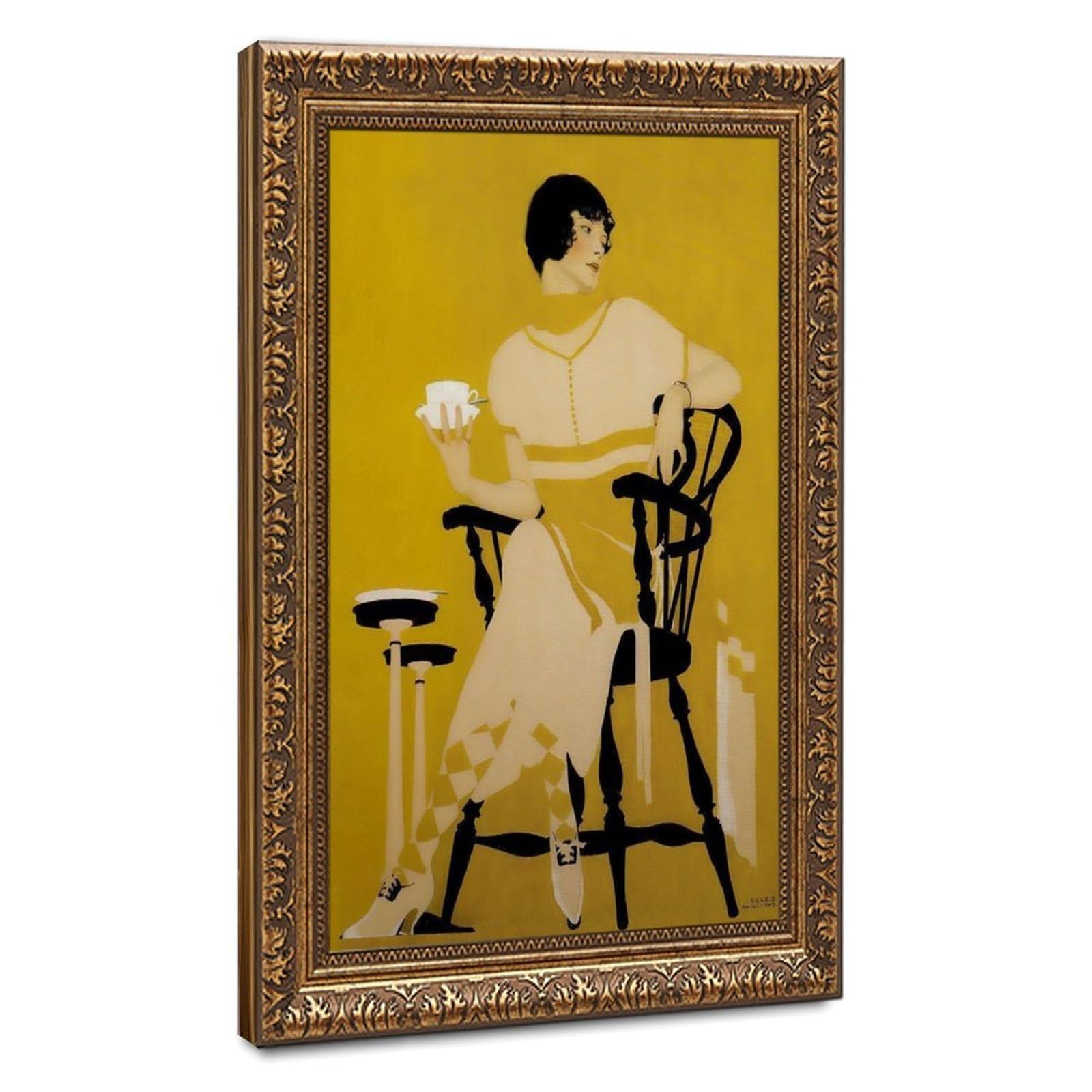 WCYB Coles Phillips Fadeaway Girl Print Vintage Americana Kitchen Posters Prints Canvas Deco Paintings Wall Art Hangable Frame 12" L X 18" W