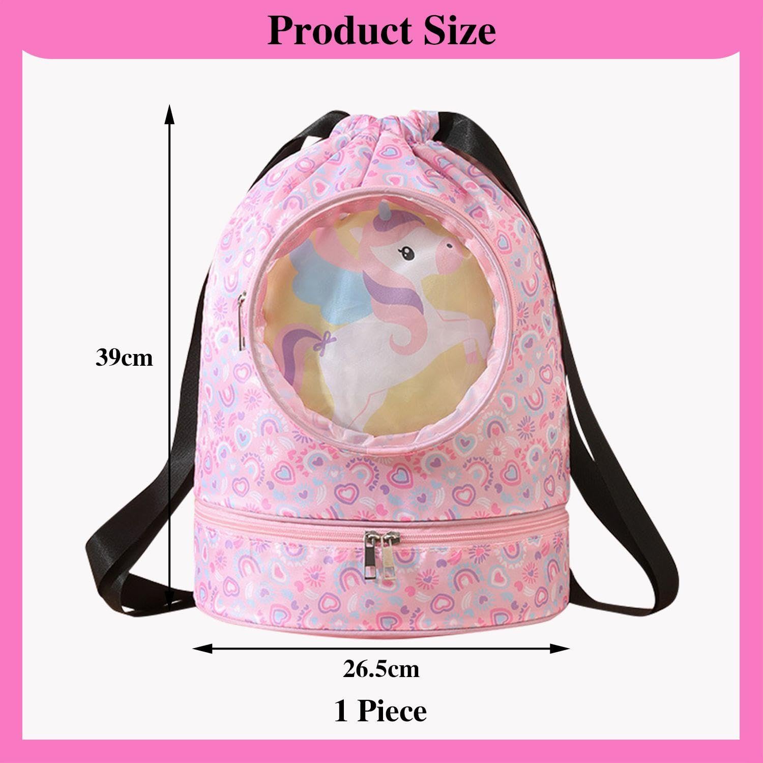 Borsa per Separazione Umido E Asciutto da 1 Pezzo, Borsa Carina per Ragazze, Zaino per Ragazze, Borsa da Palestra, Borsa Impermeabile, Borsa per Bambini, Zaino da Balletto