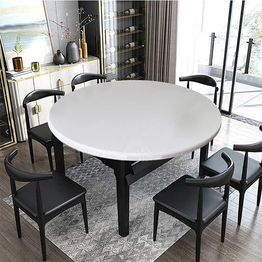 Spann Mantel de hule redondo, elástico para jardín, exterior, resistente a la intemperie, redondo con goma elástica (blanco, 110 cm)