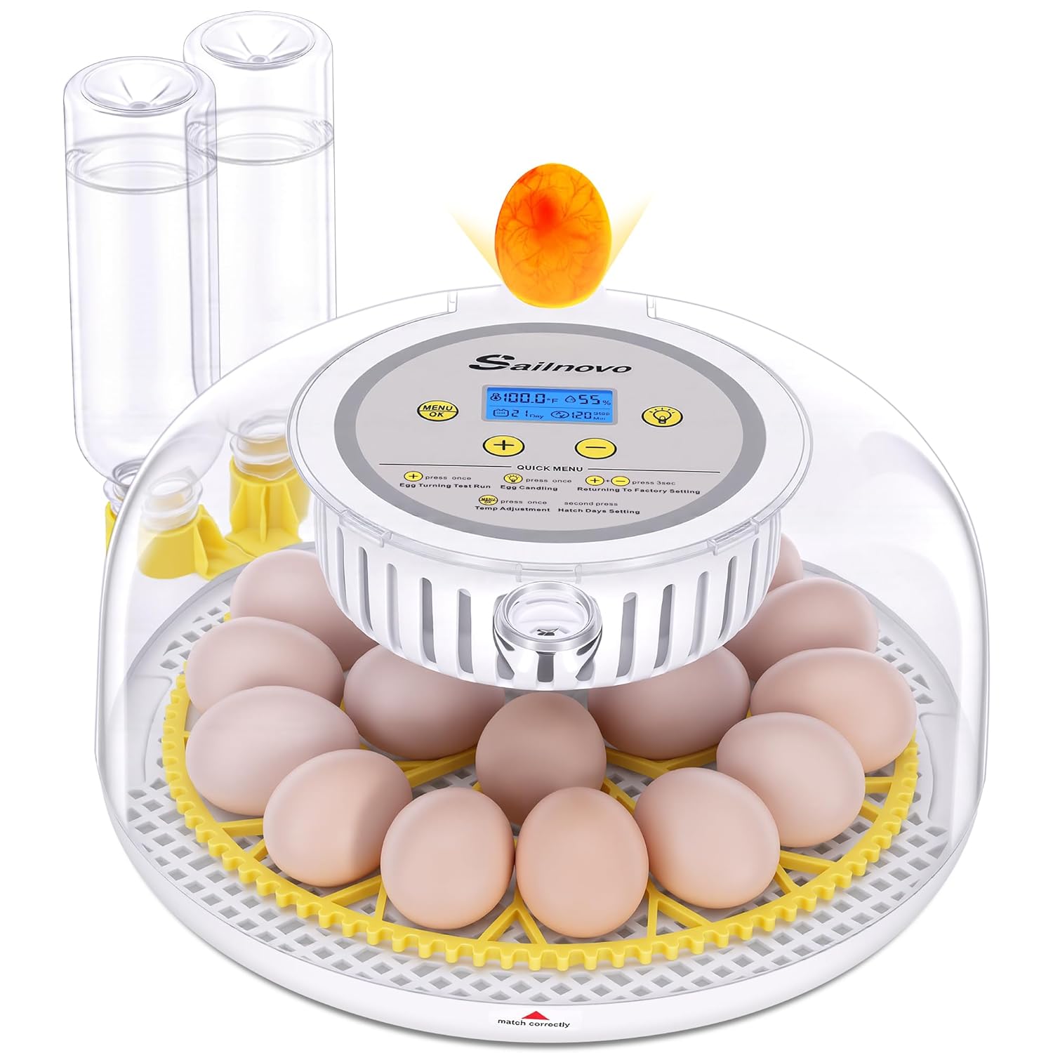 Sailnovo Incubators for Hatching Egg 18 Eggs with Auto Water Filling and Auto Egg Turning,Incubator for Chicken Eggs,Temperature Control, Egg Candler,Ideal for Chicken