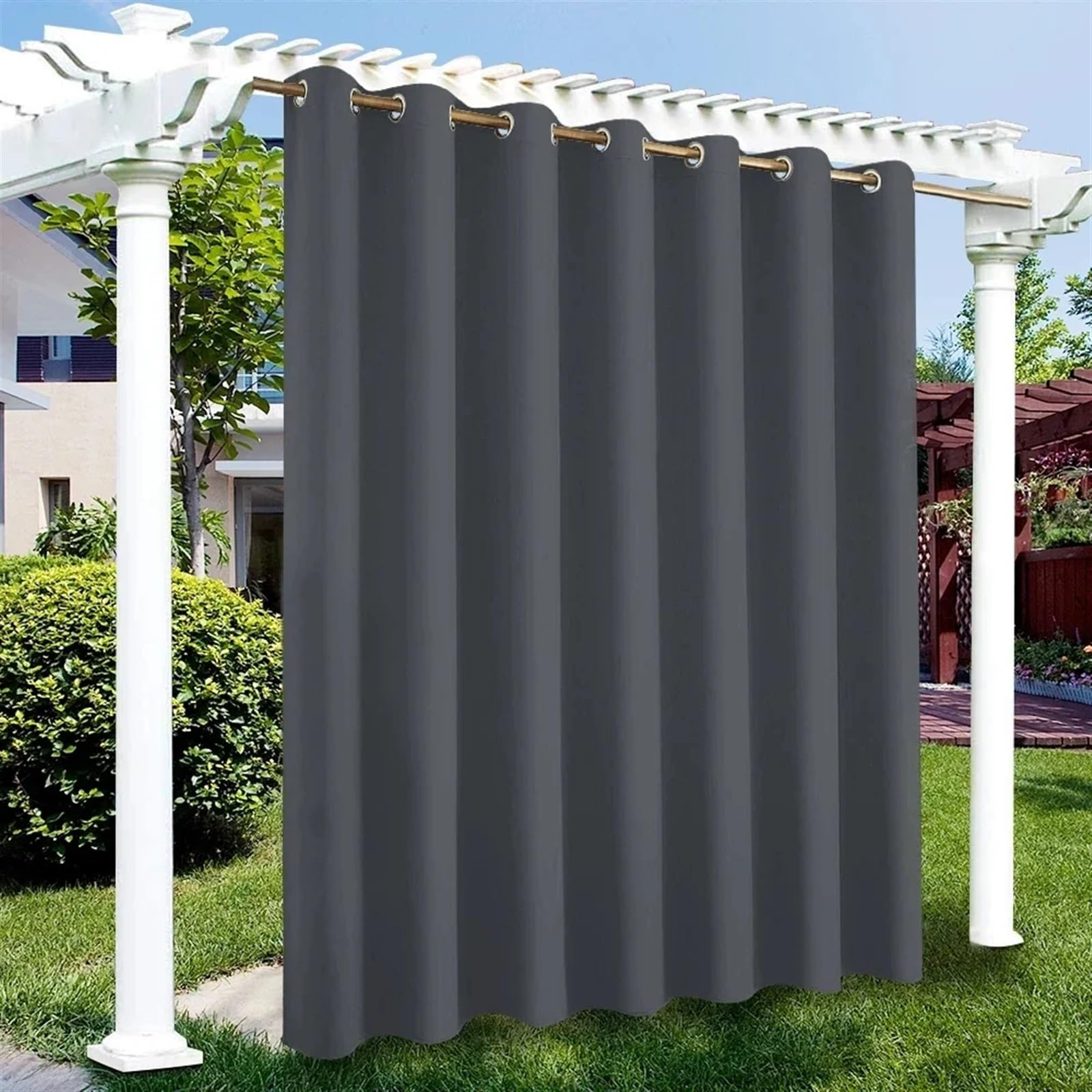 Wodoodporne zasłony zewnętrzne do ogrodu na patio Pera Veranda - zasłony chroniące przed słońcem (niebieskie, 2 szt., 132 cm x 305 cm)