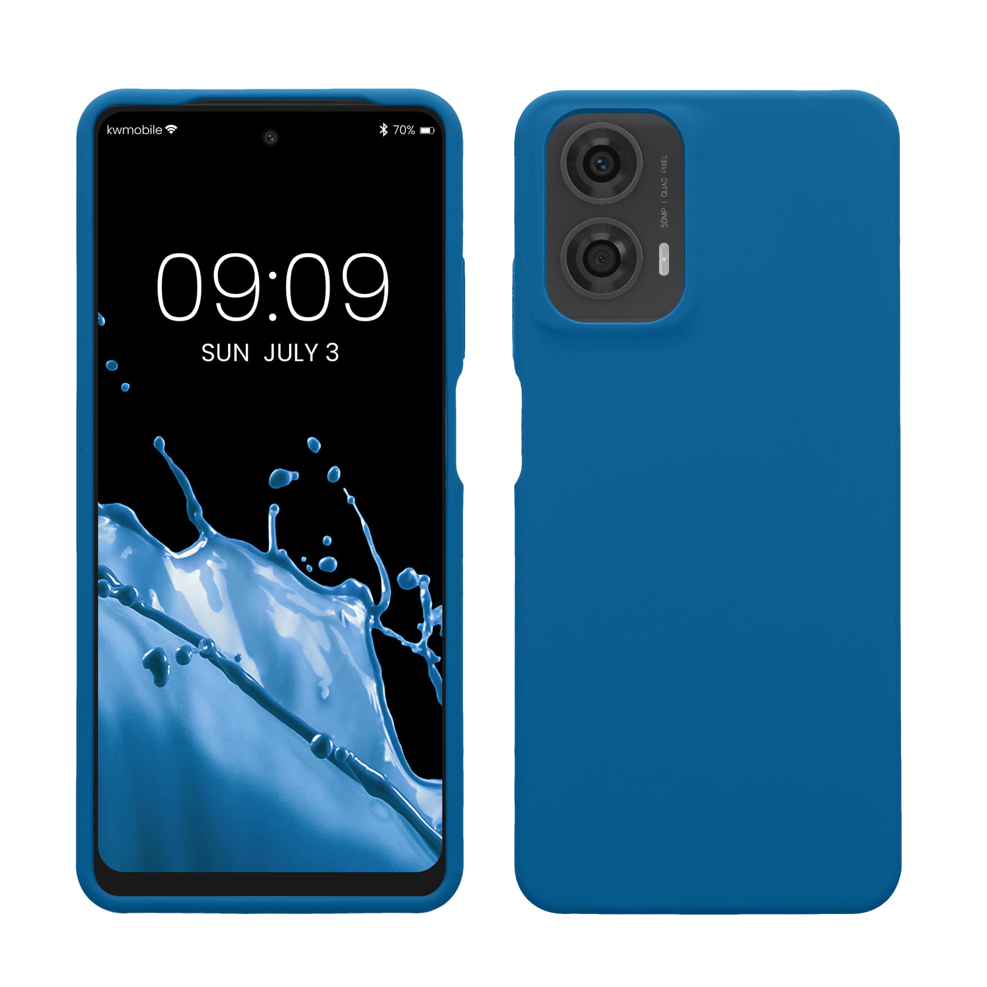 kwmobile Case for Motorola Moto G24 / E14 / G04 / G04s Case - Soft Cover - Shockproof Silicone - Wireless Charging Blue Reef