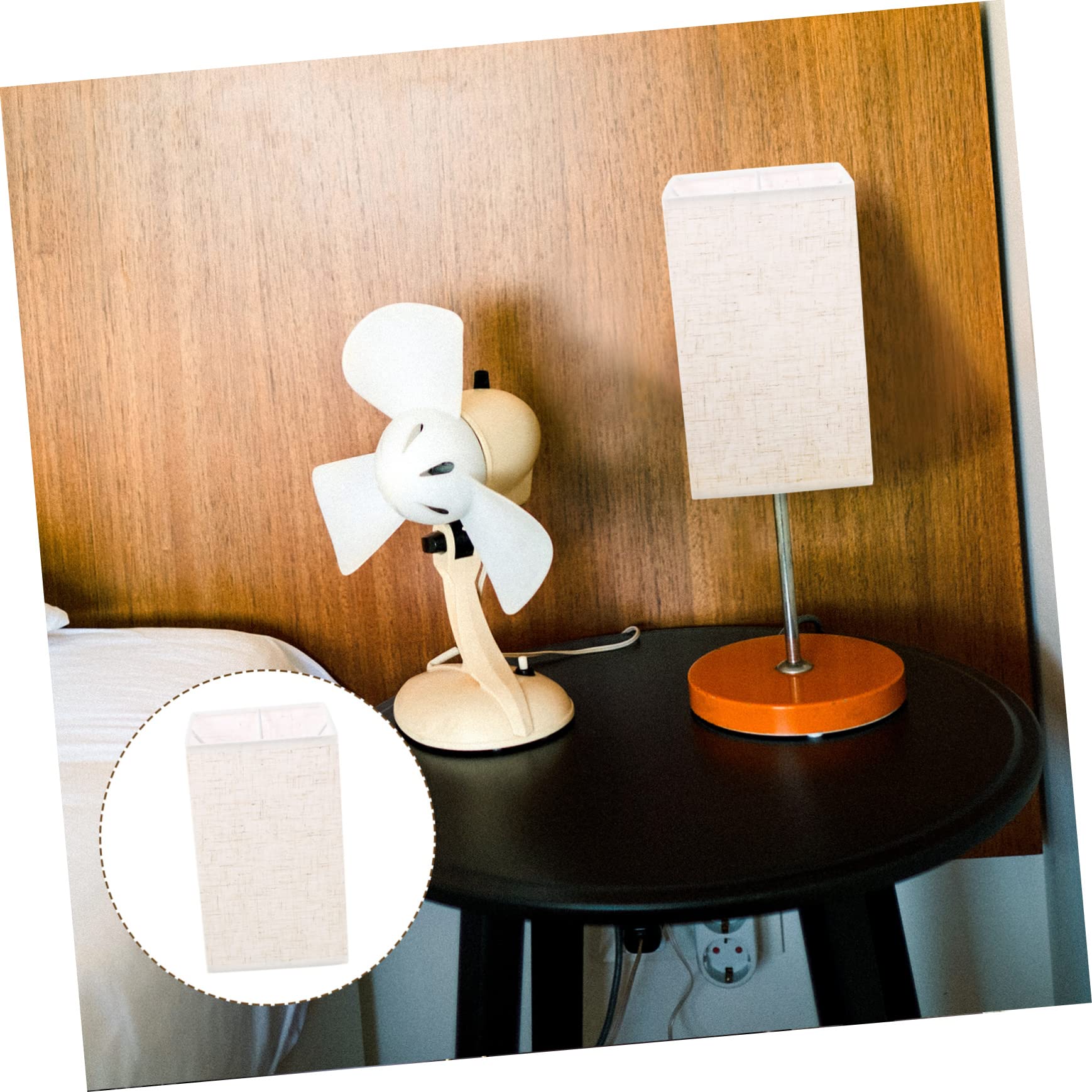 Pantalla de Lámpara de Tela Beige Base E27, Diseño Retro para Luz de Escritorio y Ambiente Cálido en Cocina o Hotel