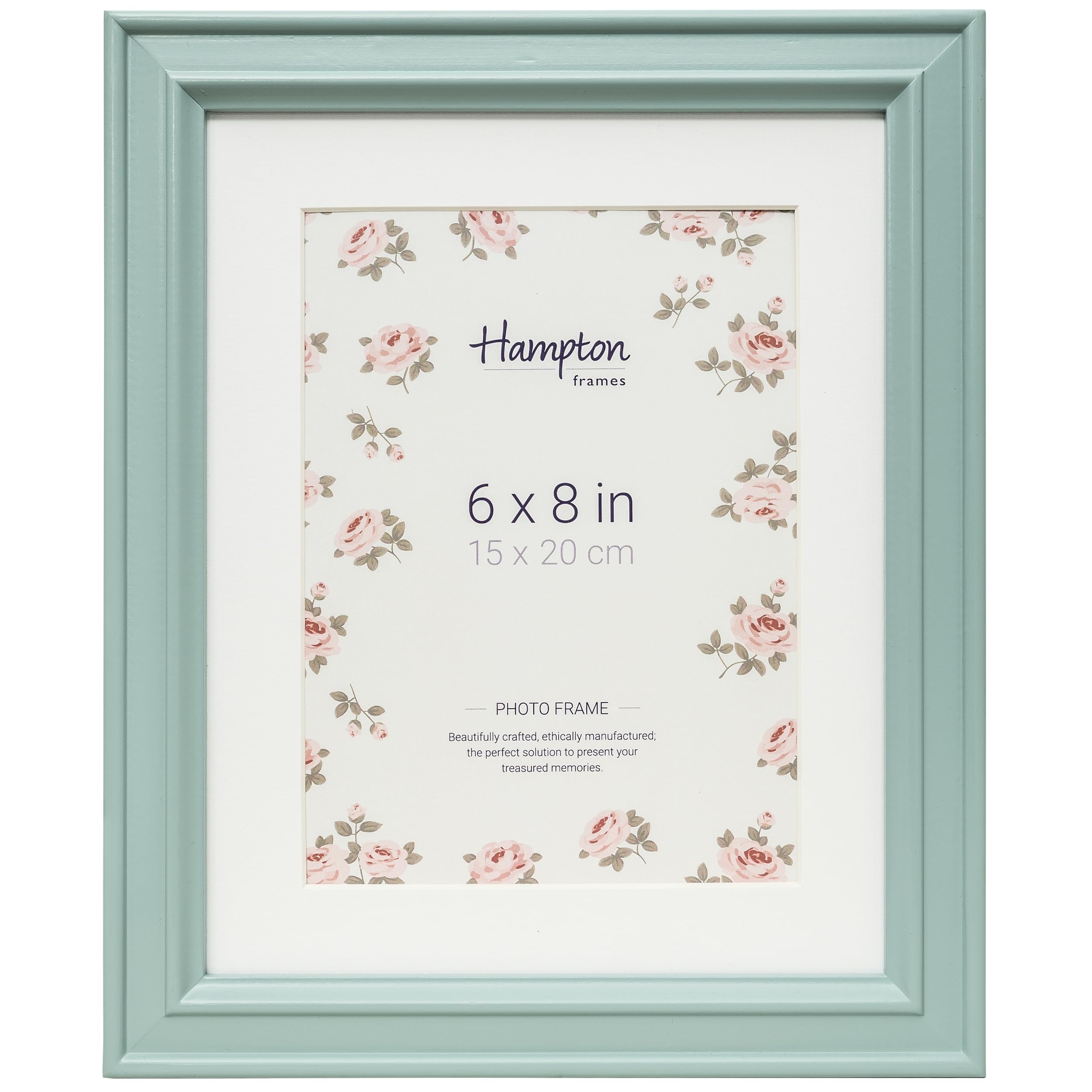 Hampton Frames HELENA 6x8 (15x20cm) Light Blue Frame With White Mount Picture Photo Frame Glass HEL80BL68